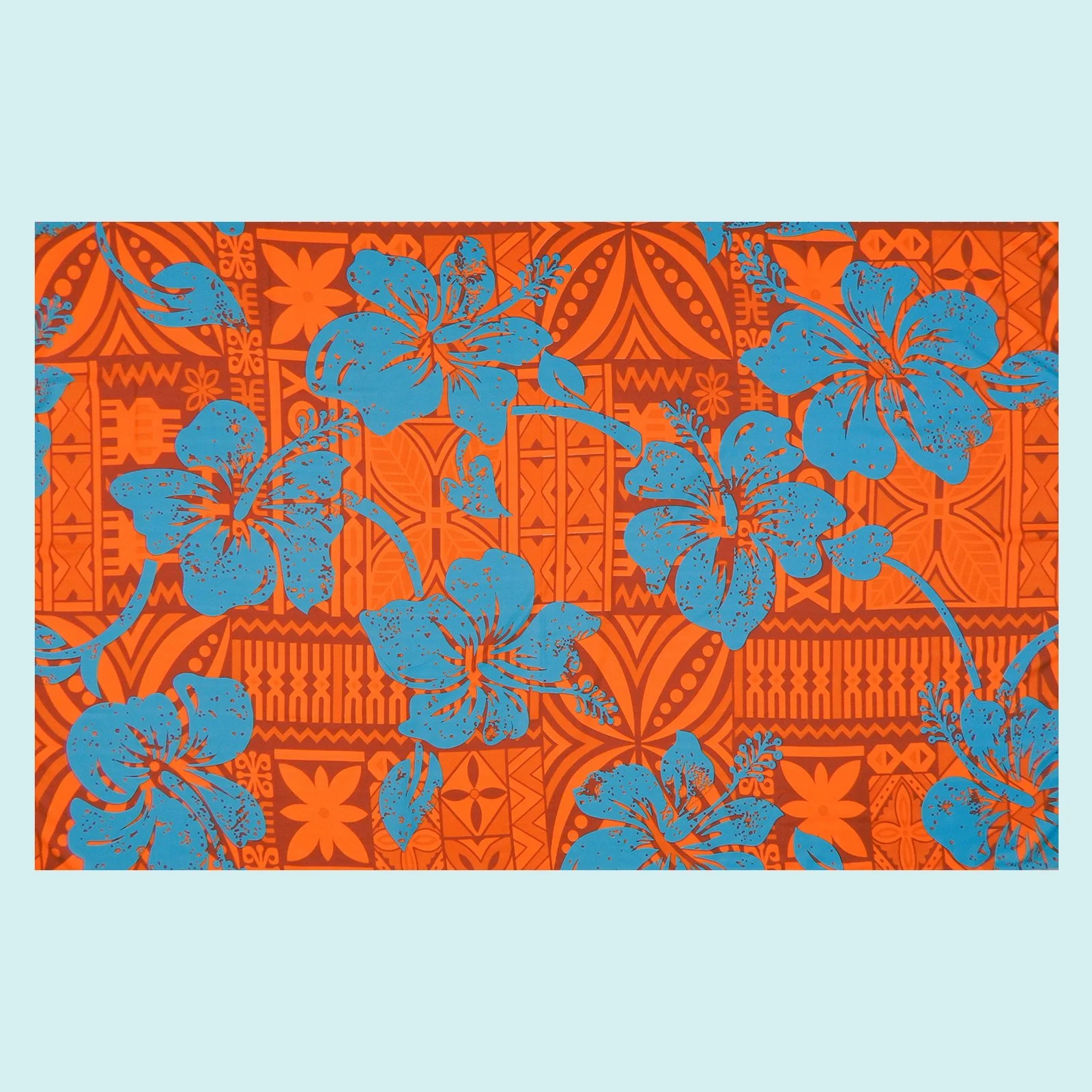 Paréo orange hibiscus bleu || PAV034
