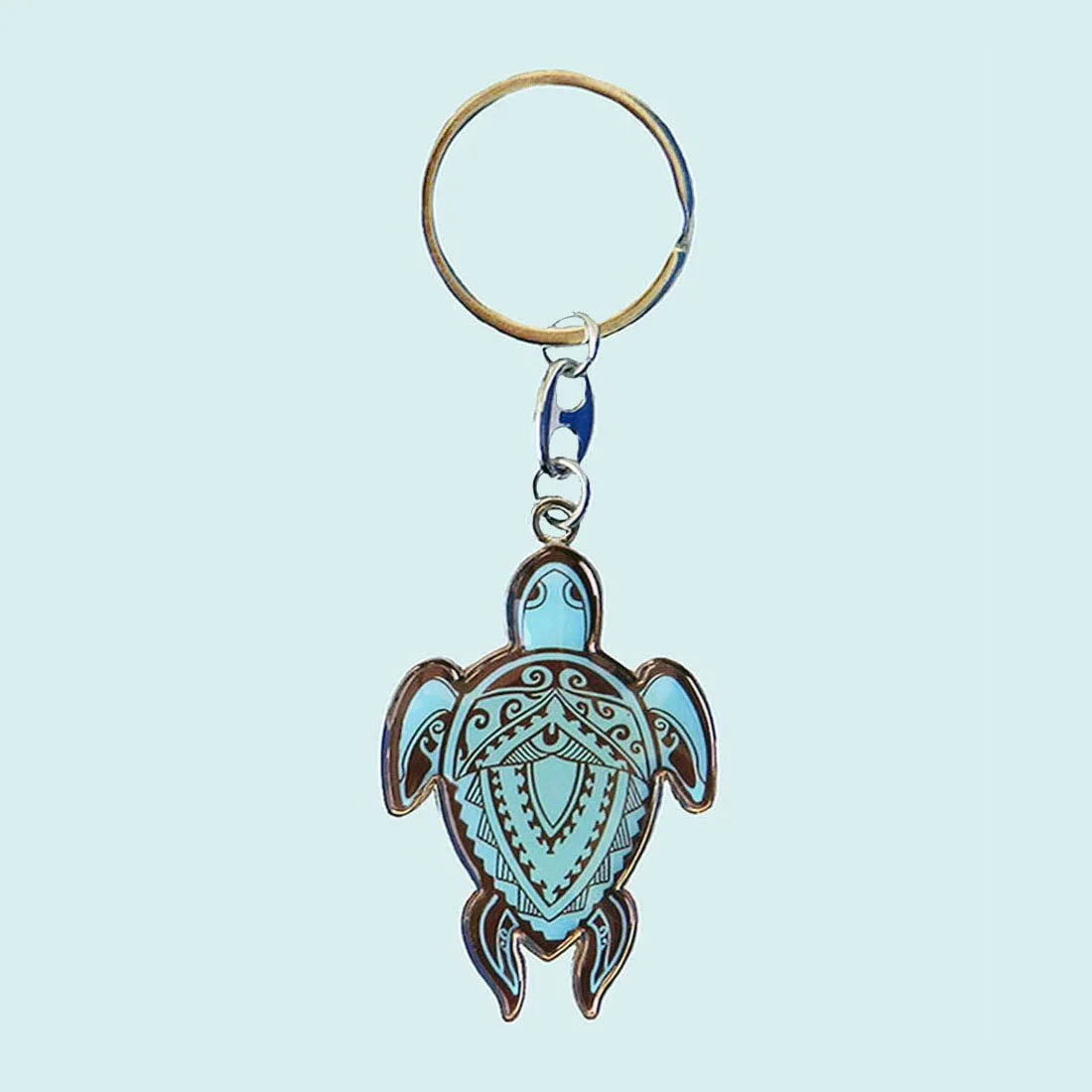 Porte clefs métal tortue bleu || CUP016