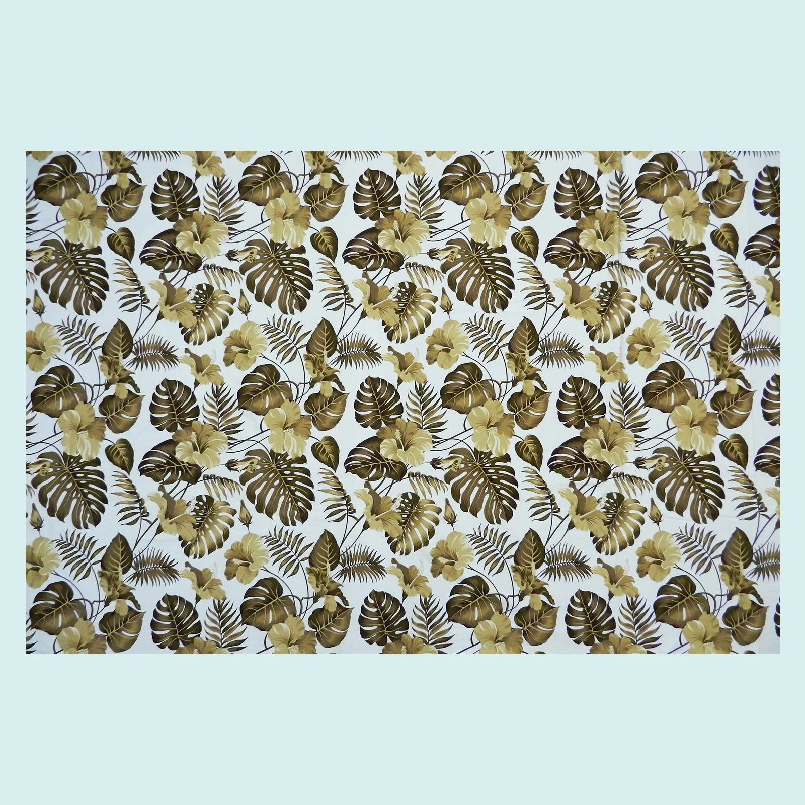 Paréo blanc feuillages hibiscus marron || PAC051