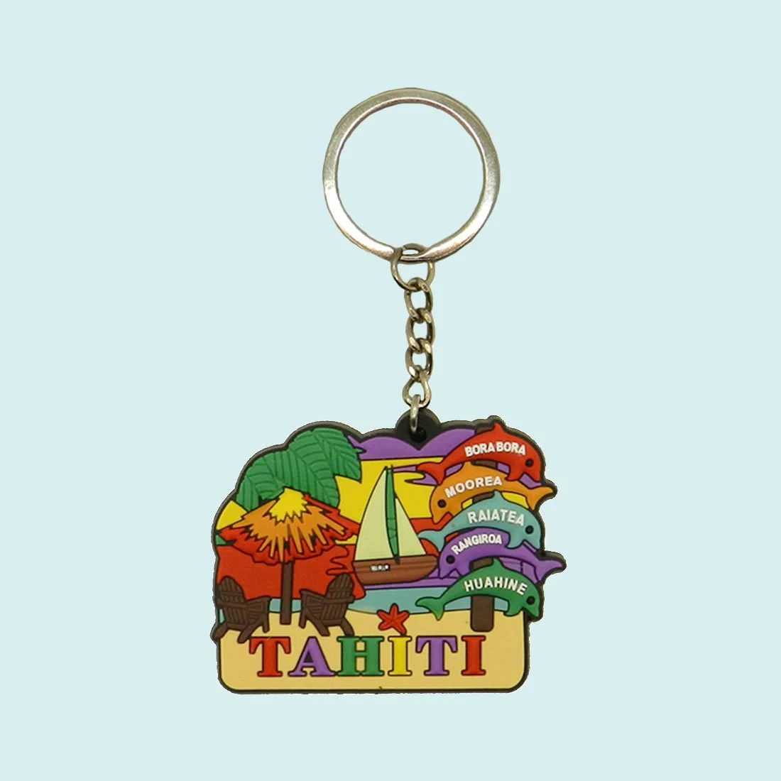 Porte clefs en pvc dauphin Tahiti || CUP026