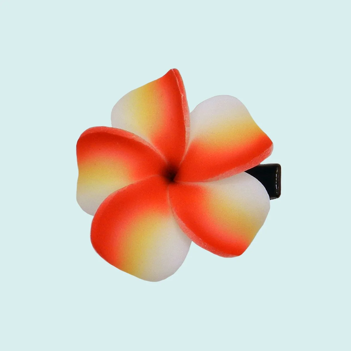 Petit frangipanier rouge jaune sur pince || PIN013