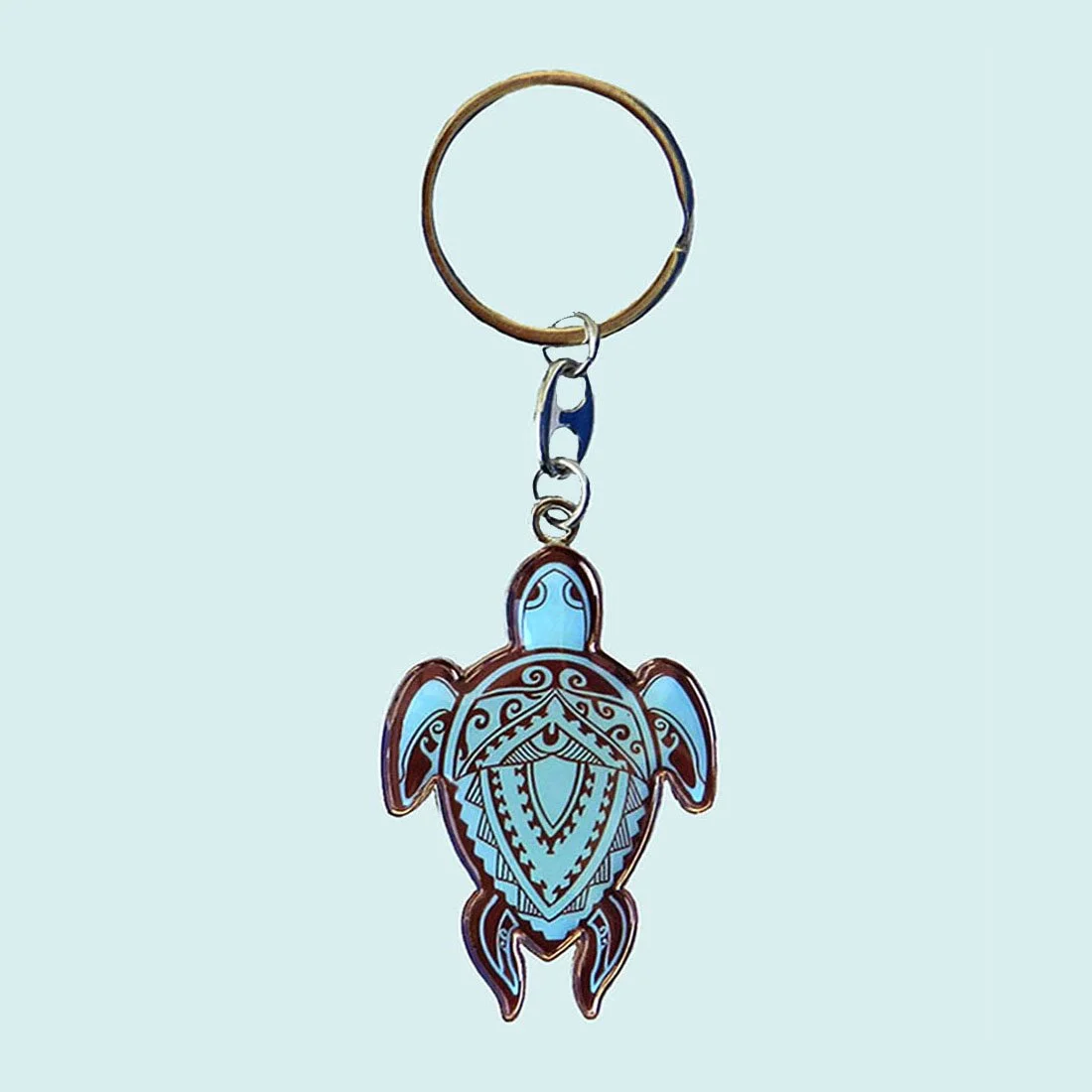 Porte clefs métal tortue bleu || CUP016