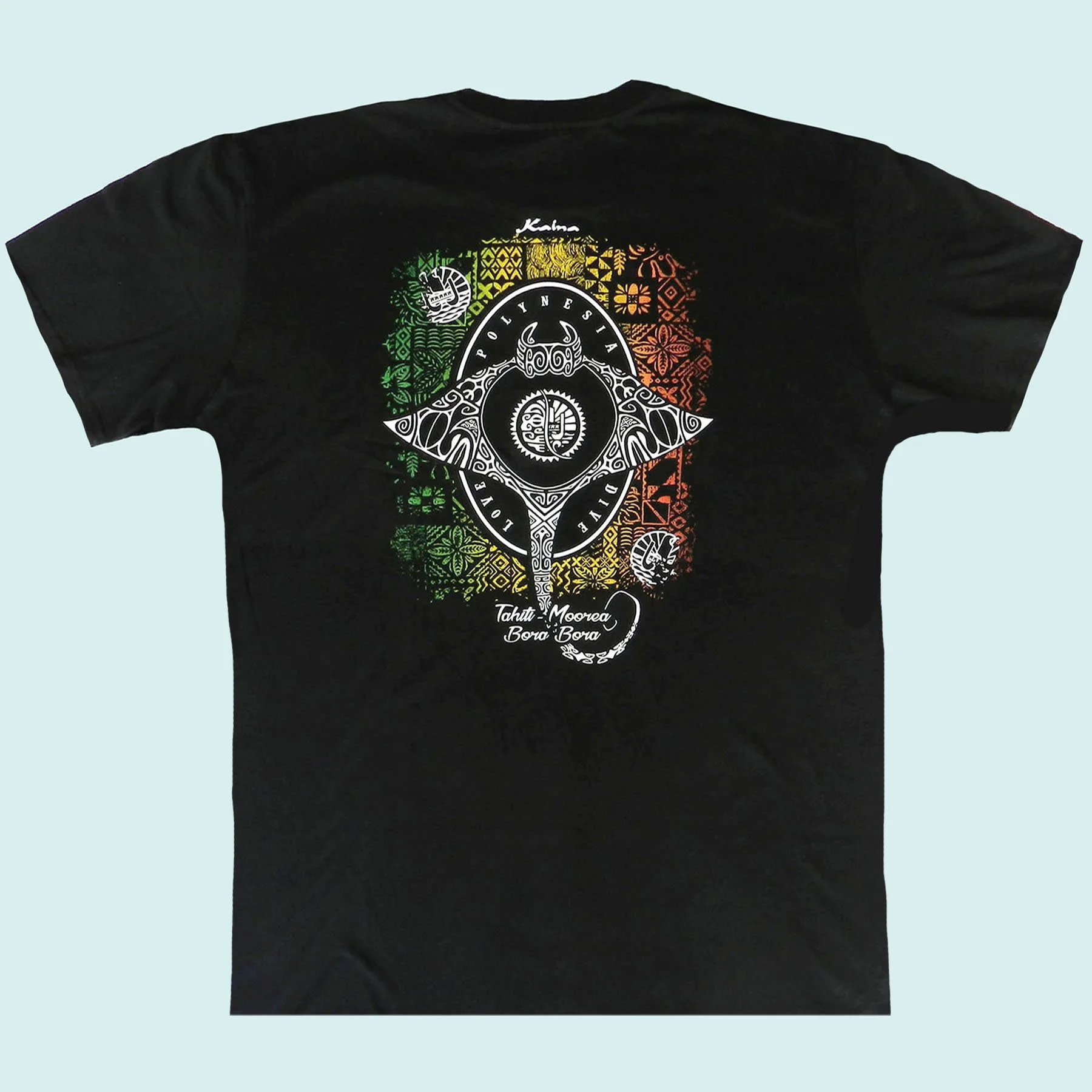 Tee shirt noir raie manta tattoo || TMC060