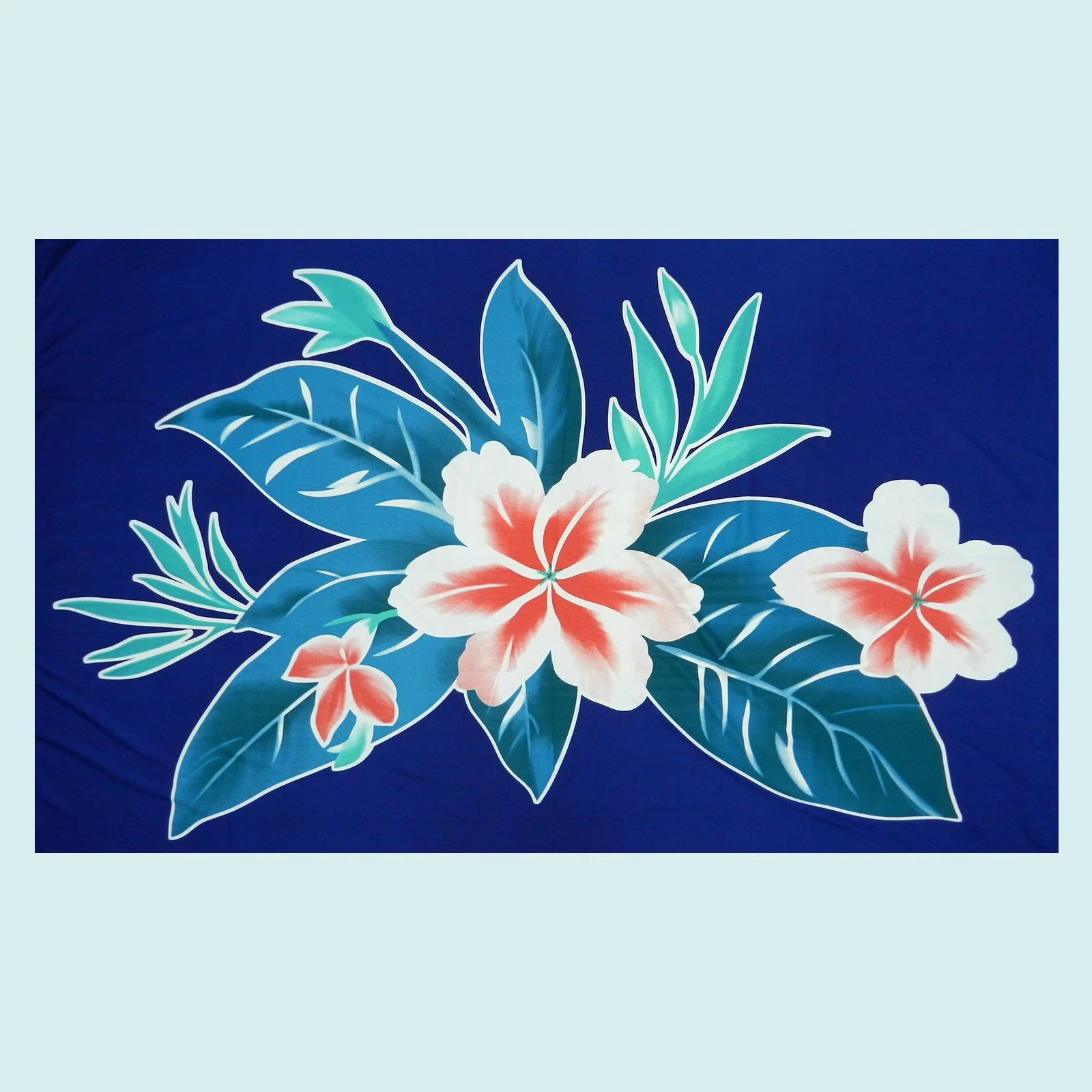 Paréo bleu frangipanier feuillage  || PAV016