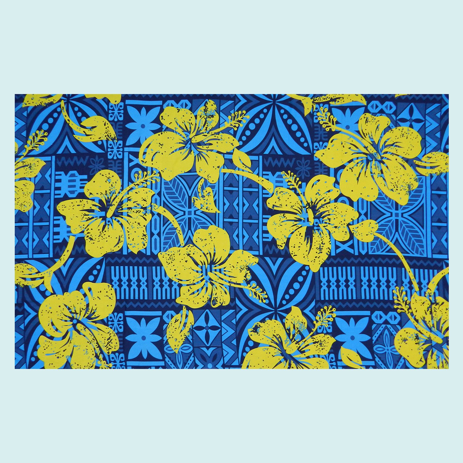 Paréo bleu hibiscus jaune || PAV033