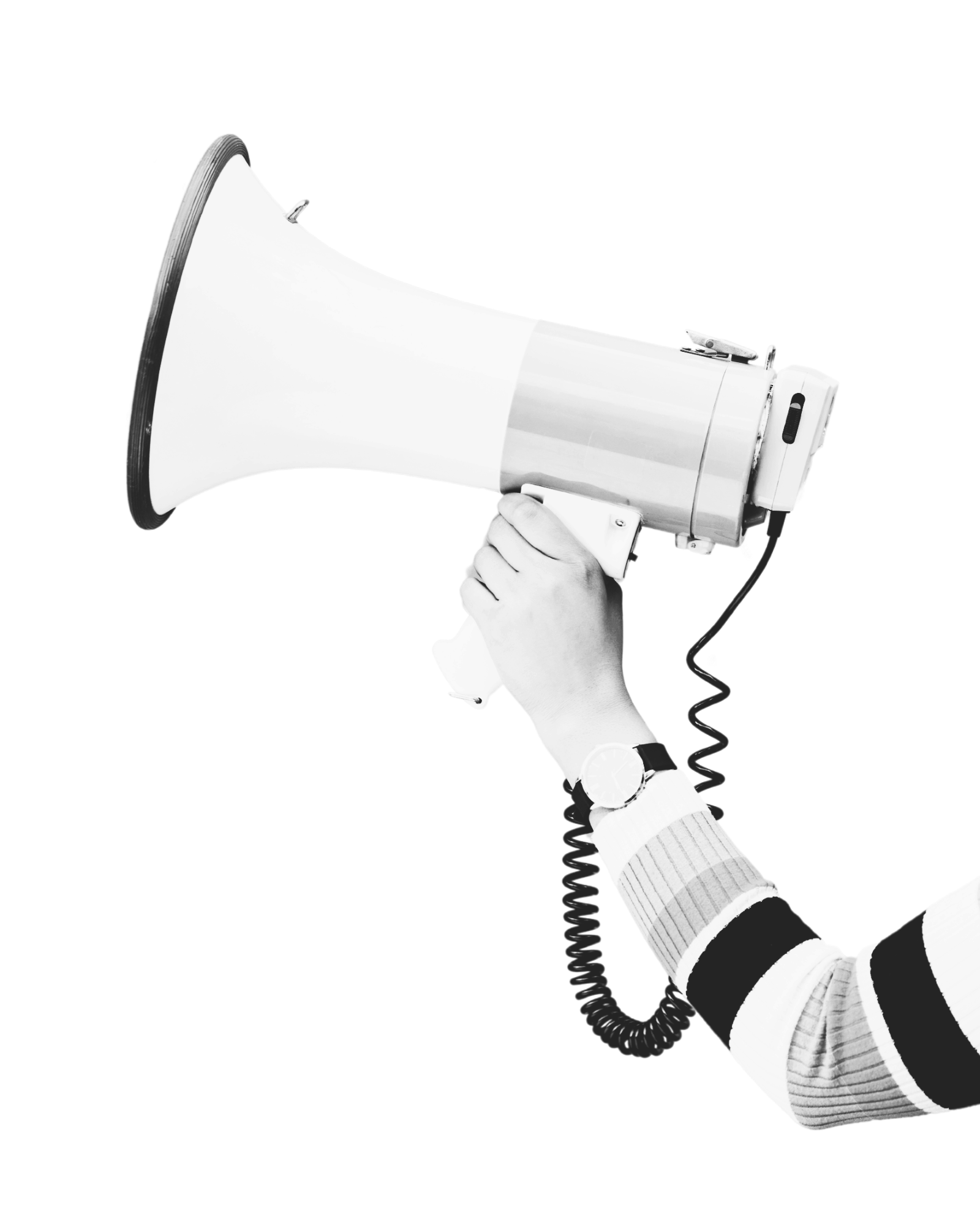 Person holding a megaphone