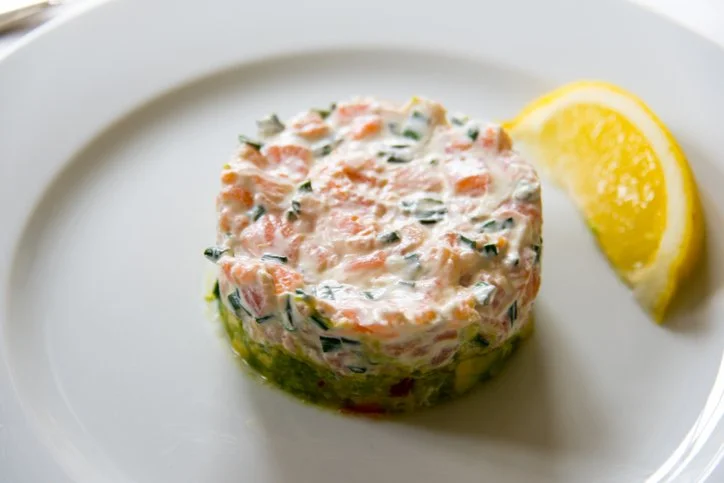 Smoked and poached salmon rillettes, sweet cucumber pickle, soda bread