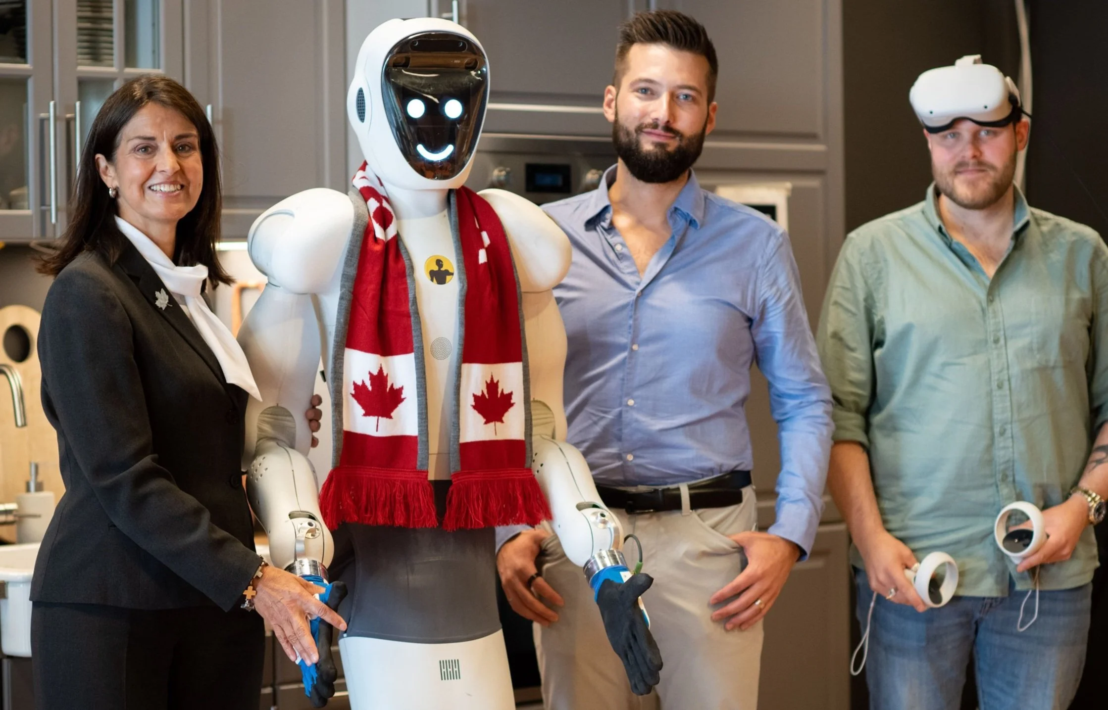 The Ambassador of Canada to Norway greets humanoid robot Eve at Halodi Robotics HQ