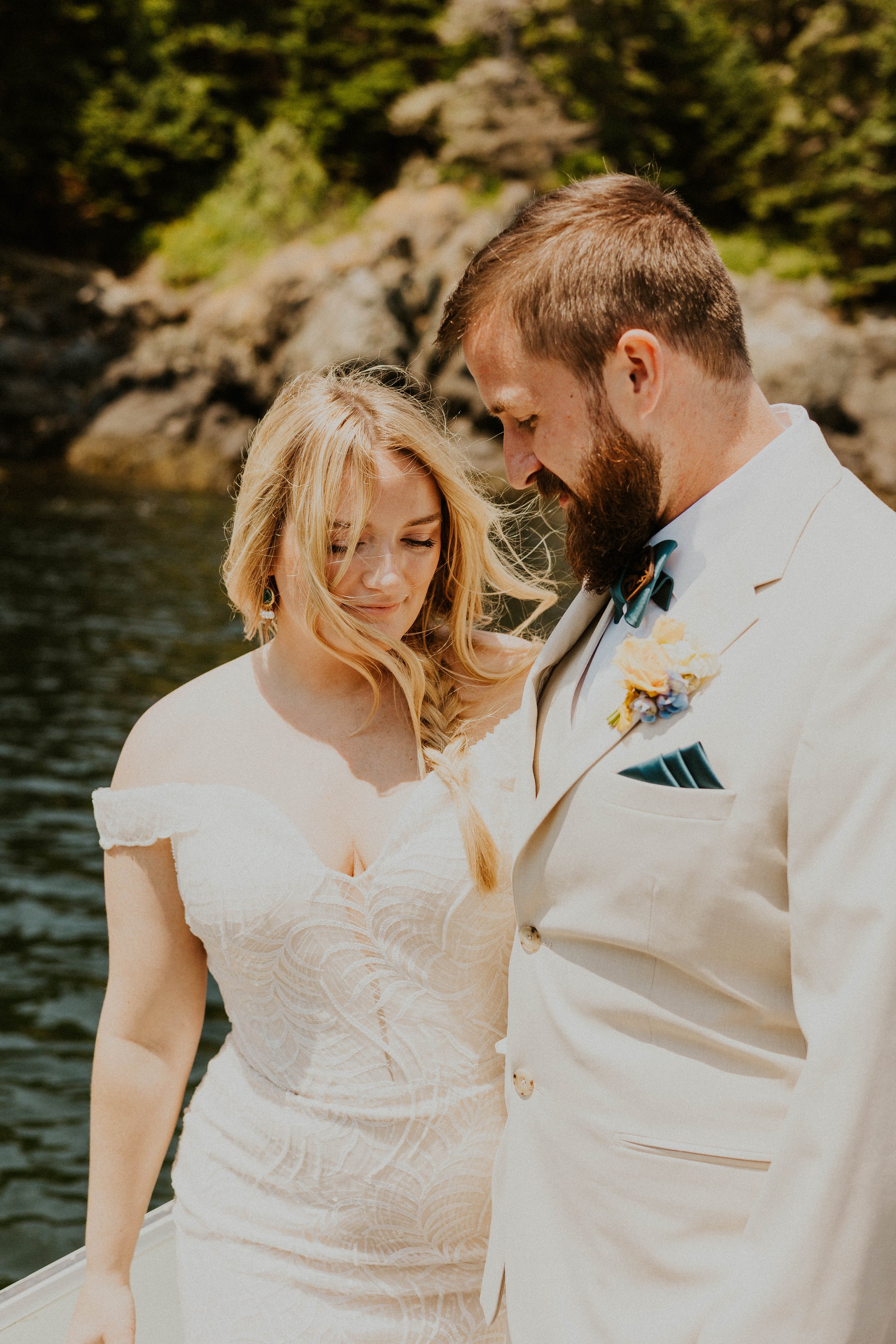 Bride and groom standing together