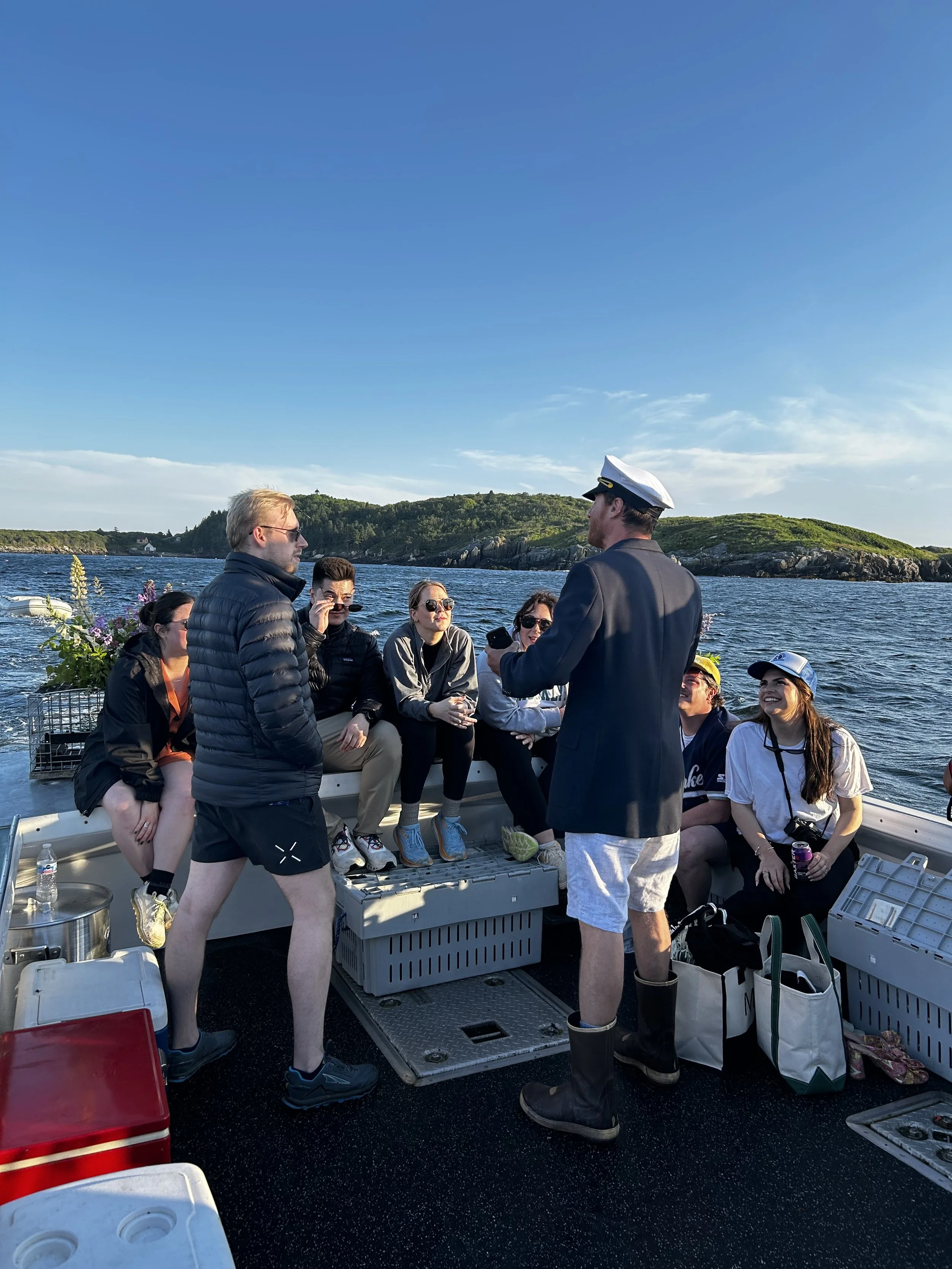 joyful wedding celebration during coastal Maine elopement