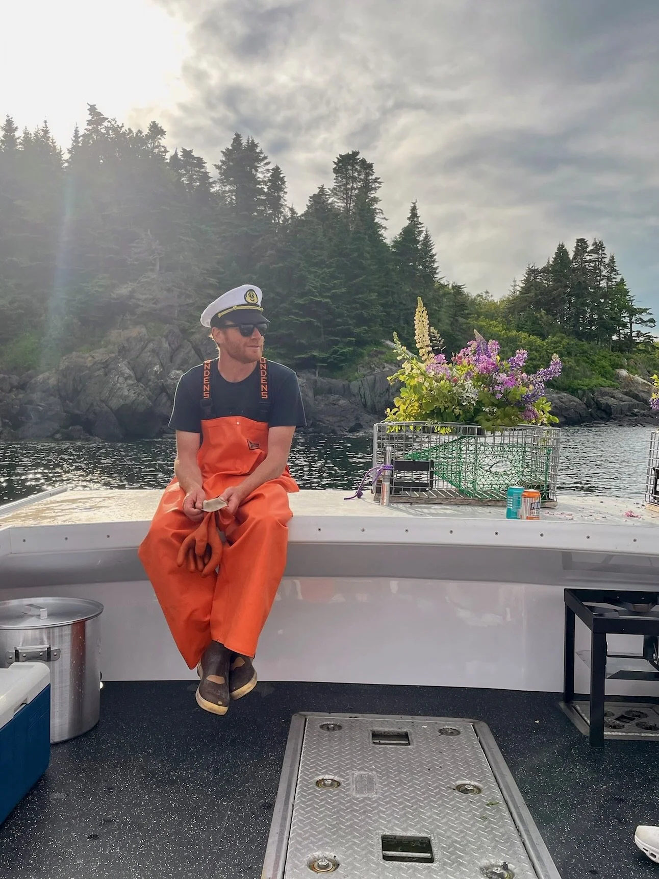 traditional Maine lobster dinner during elopement experience