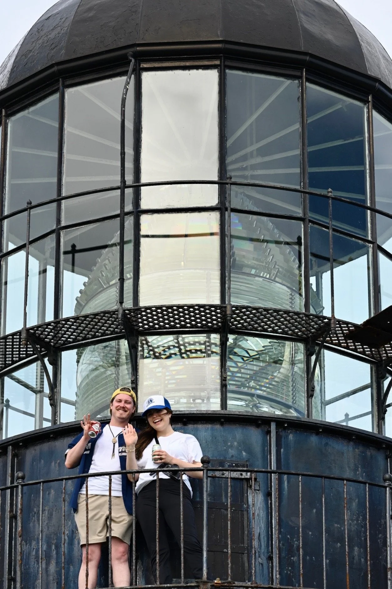 Happy couple at the top of Seguin Island Lighthouse