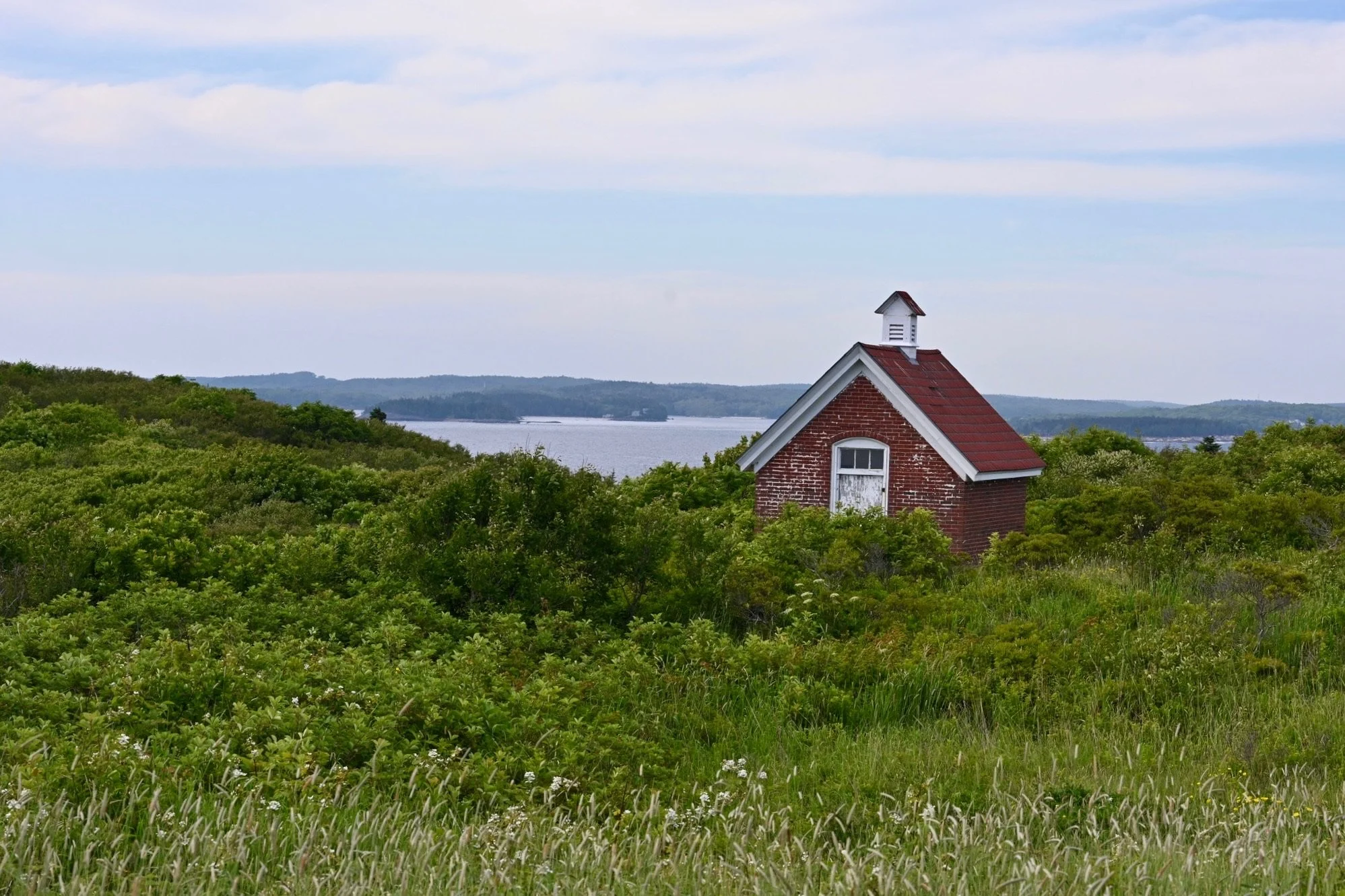 Enjoying views at the top of Seguin Island