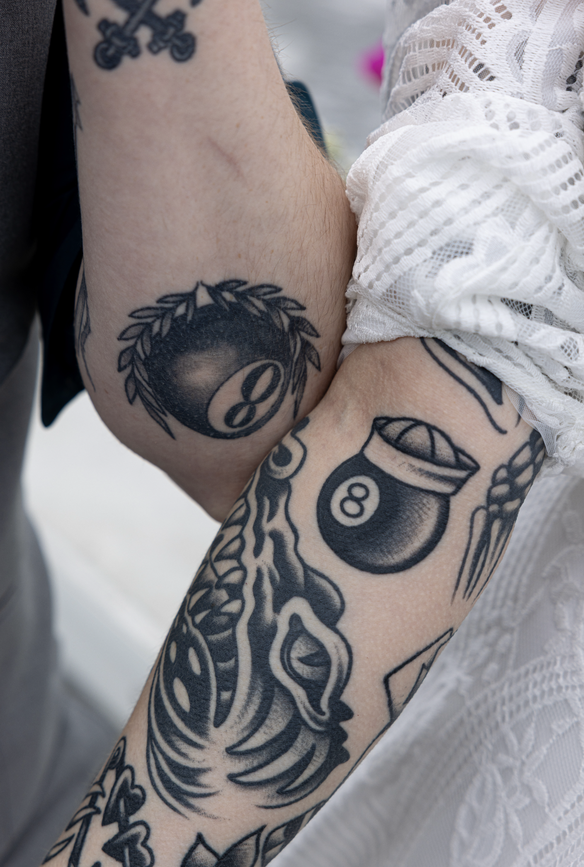 matching tattoos of brides eloping with just banded