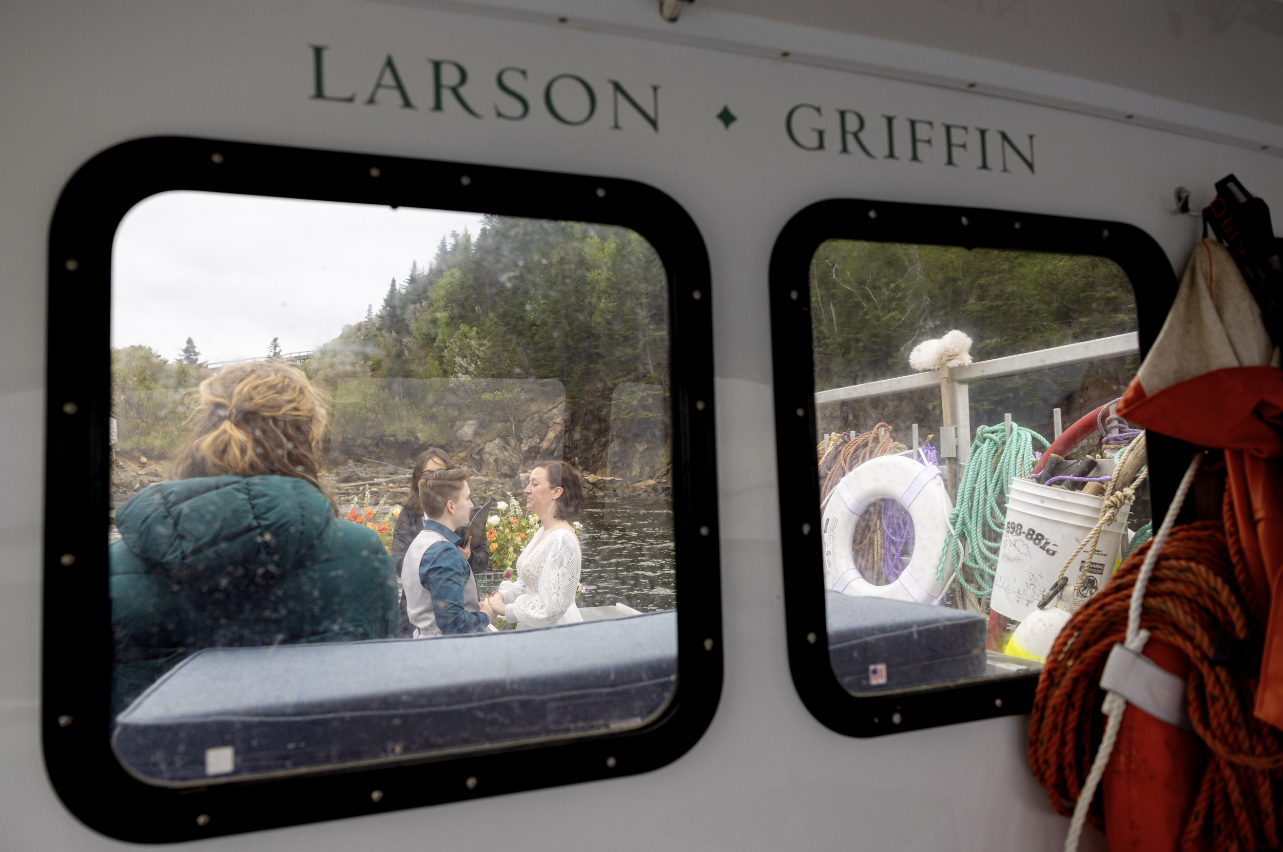 lobster boat adventure elopement charter in cove at seguin