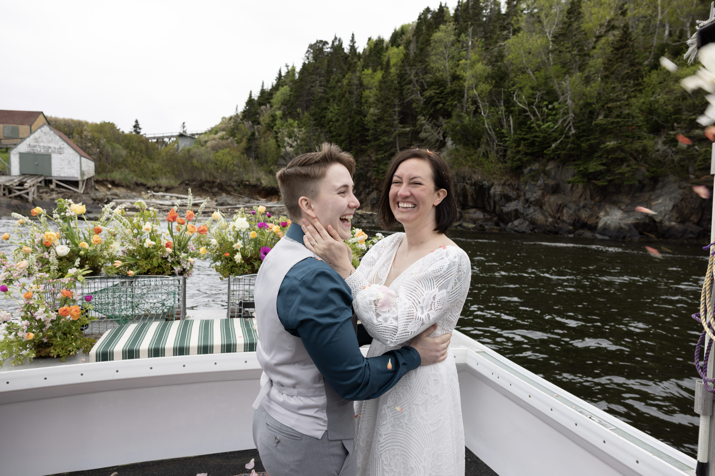happy couple in the cove at seguin after saying I Do