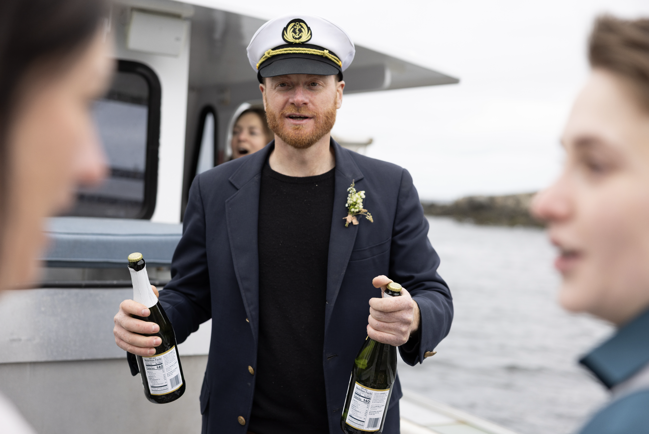 maine lobsterman ready to celebrate the brides after elopement