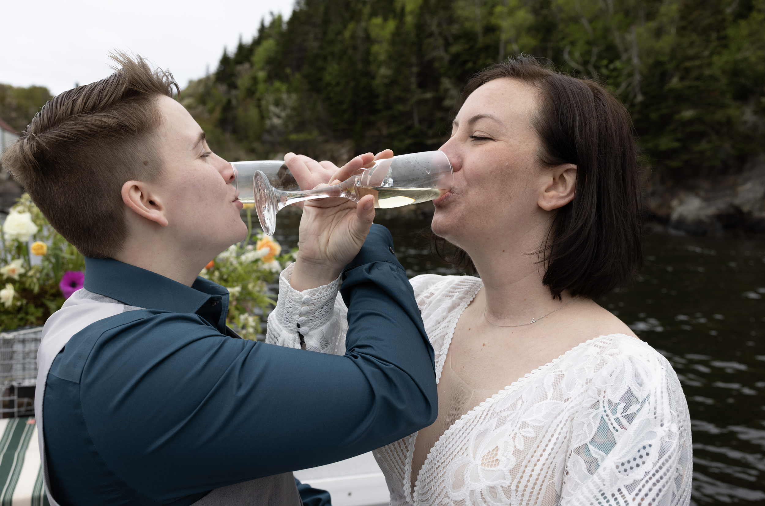 tying the knot on a charter lobster boat in maine