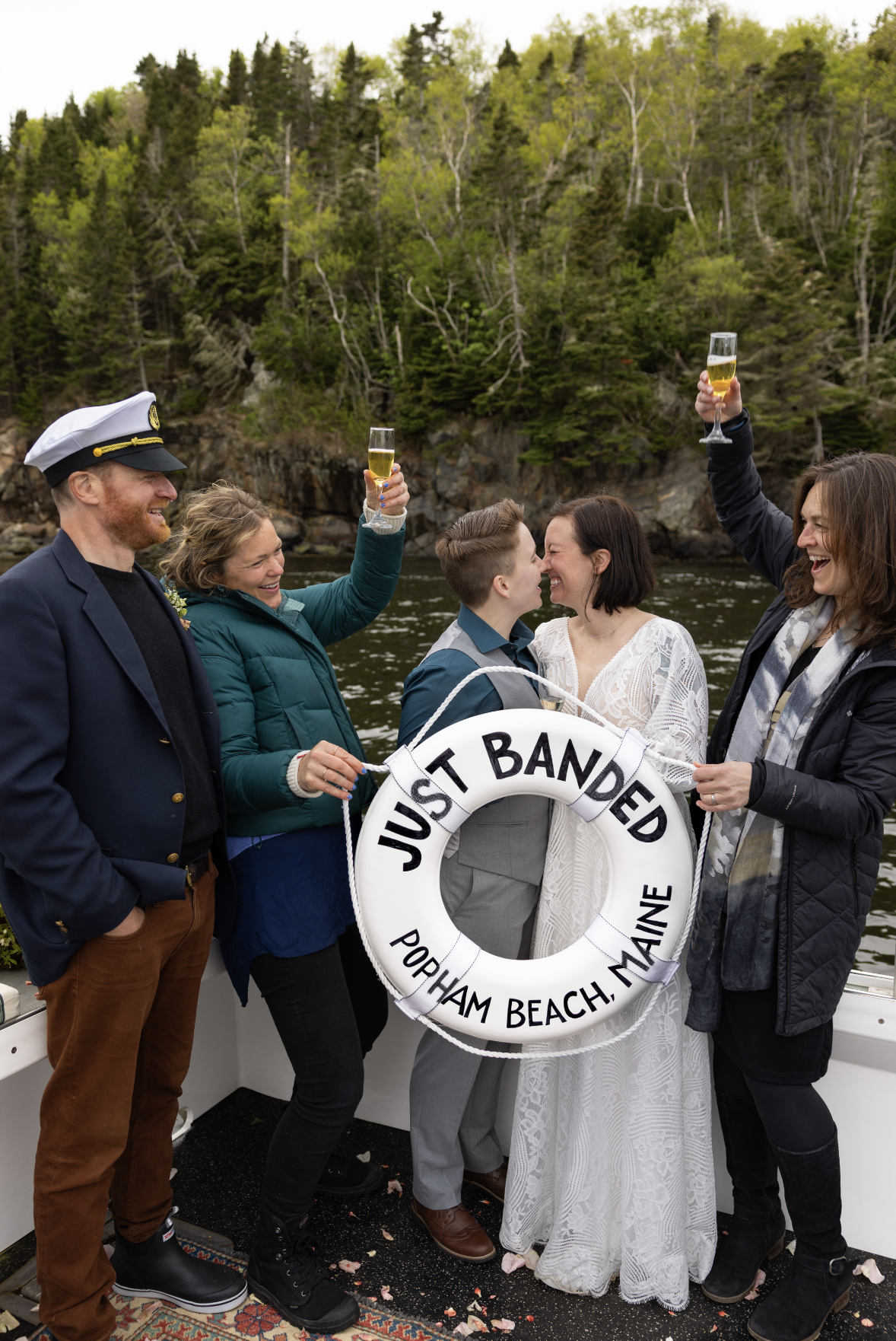 just banded crew celebrating the brides after wedding