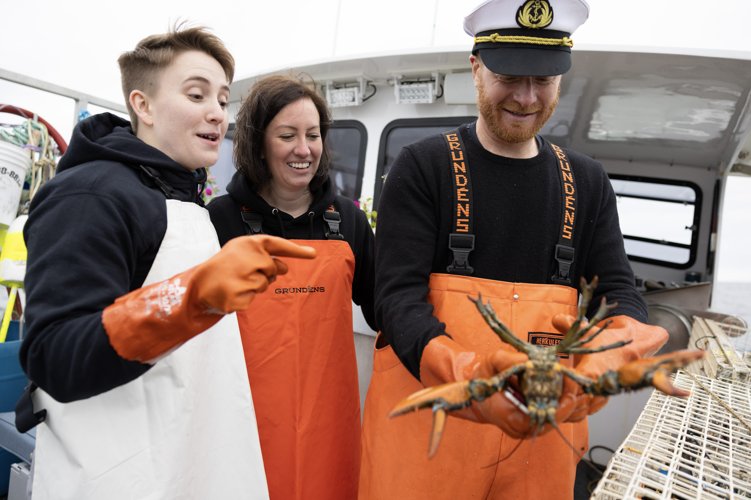 learning about lobster with Grundéns on lobster boat in Maine