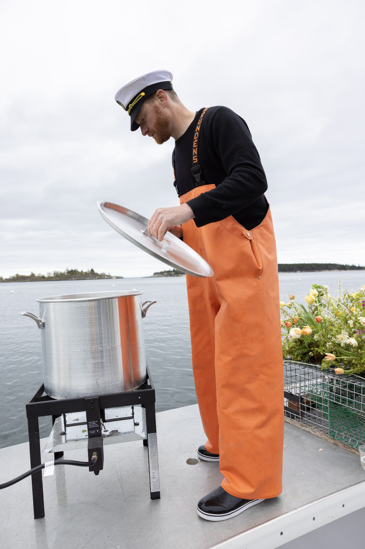 lobster bake on maine lobsterboat for elopement
