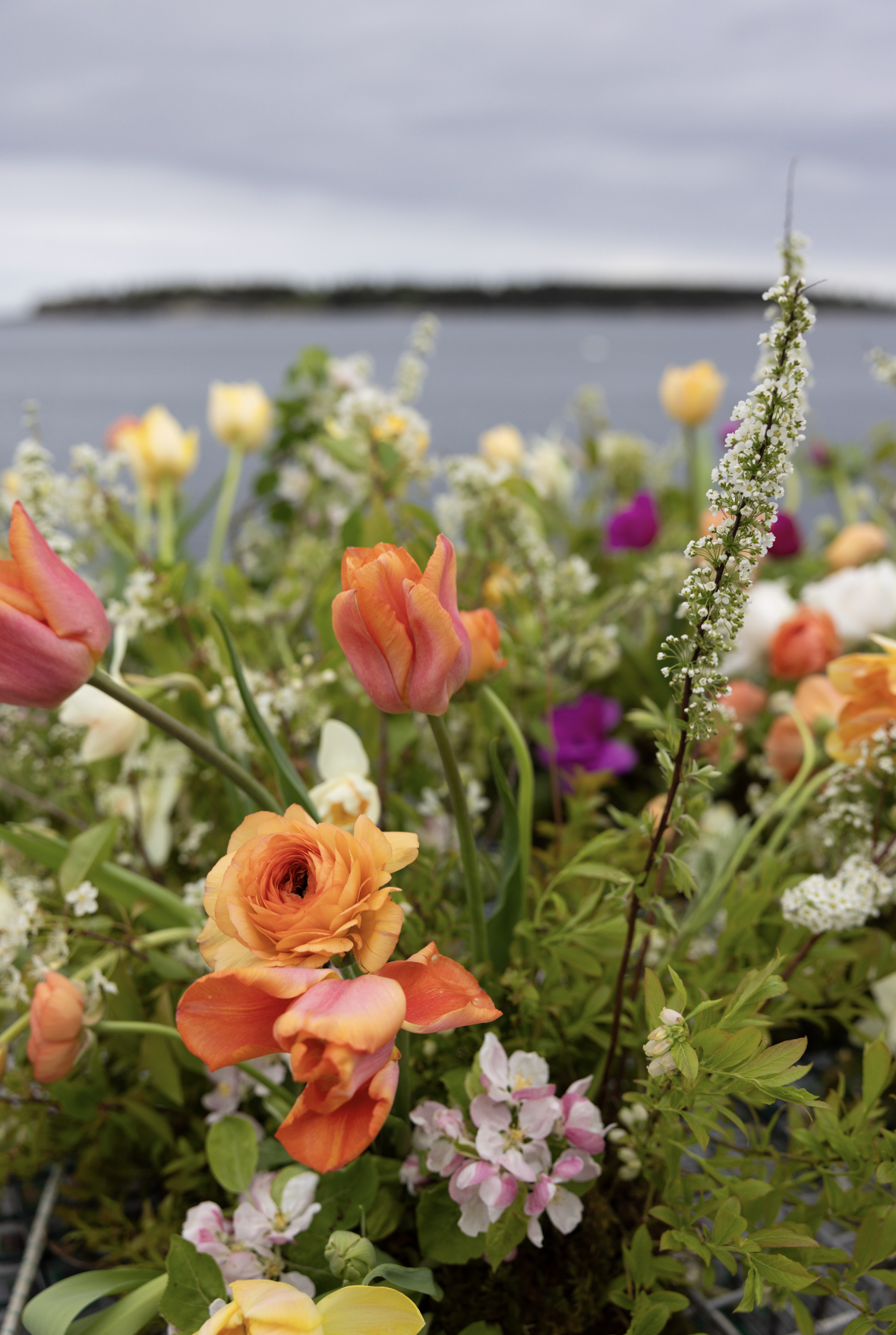 coastal Maine wedding florals on lobster boat elopement charter