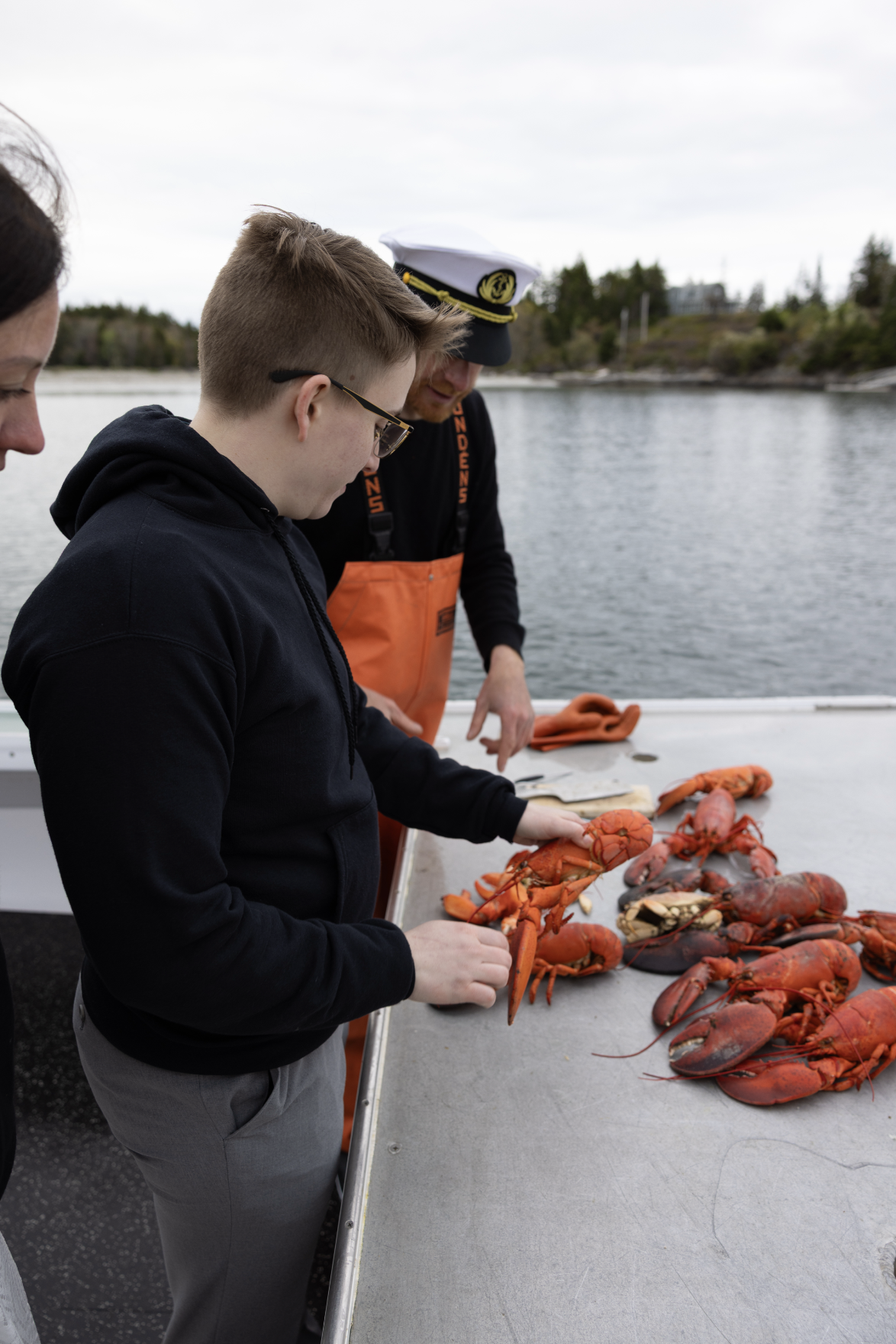 fresh caught lobster meal on boat after coastal Maine elopement