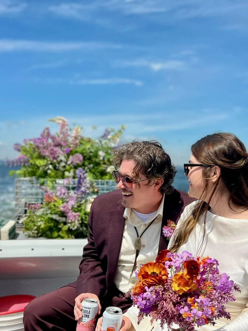 Maine adventure elopement couple on boat
