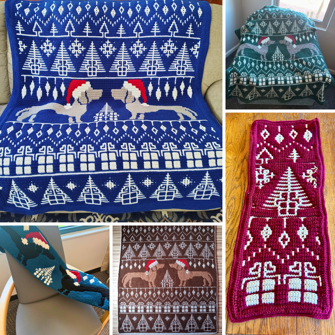 dashing dachshunds christmas blanket tester grid.png