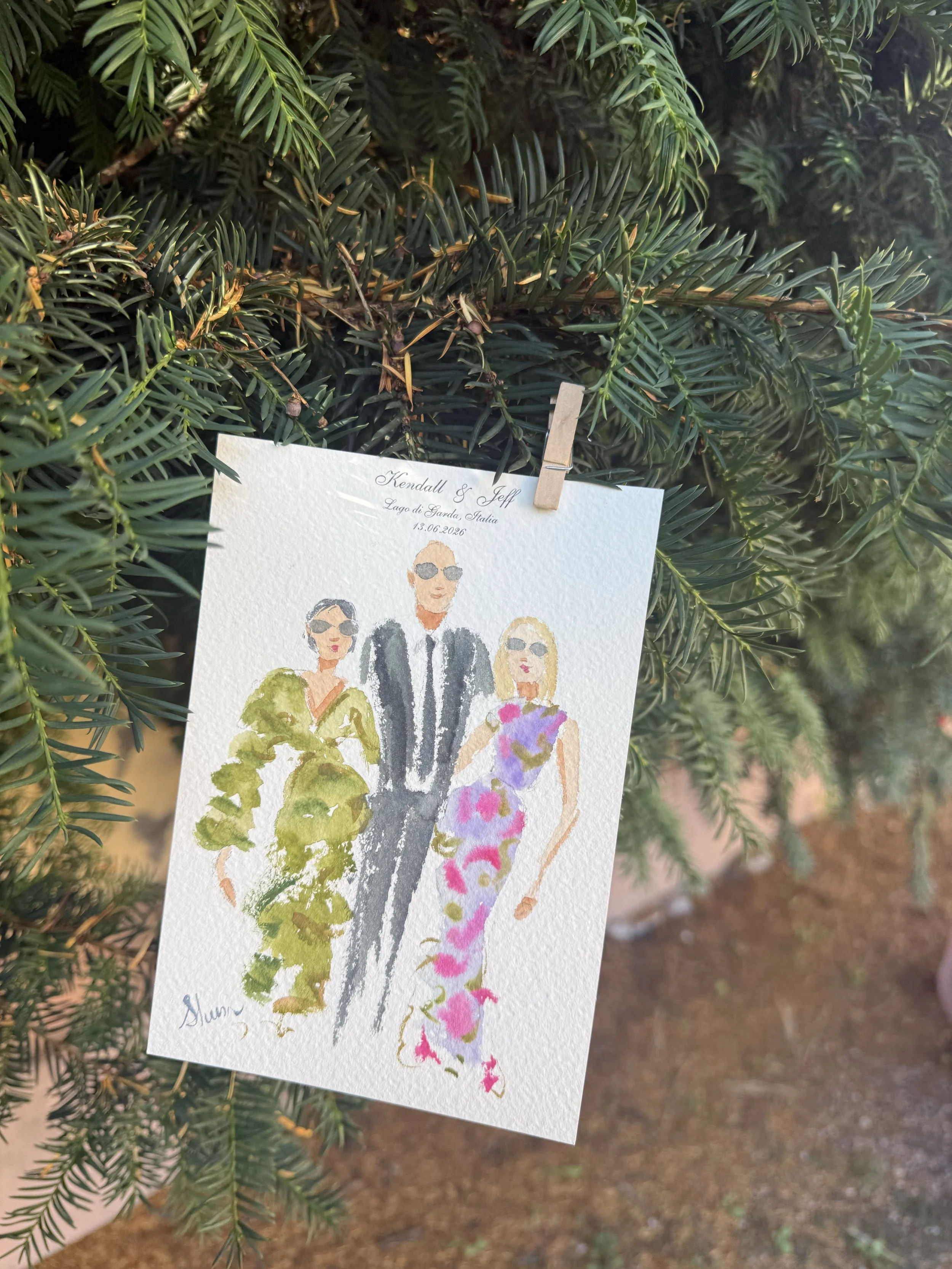 An italy live wedding portrait watercolor painting 