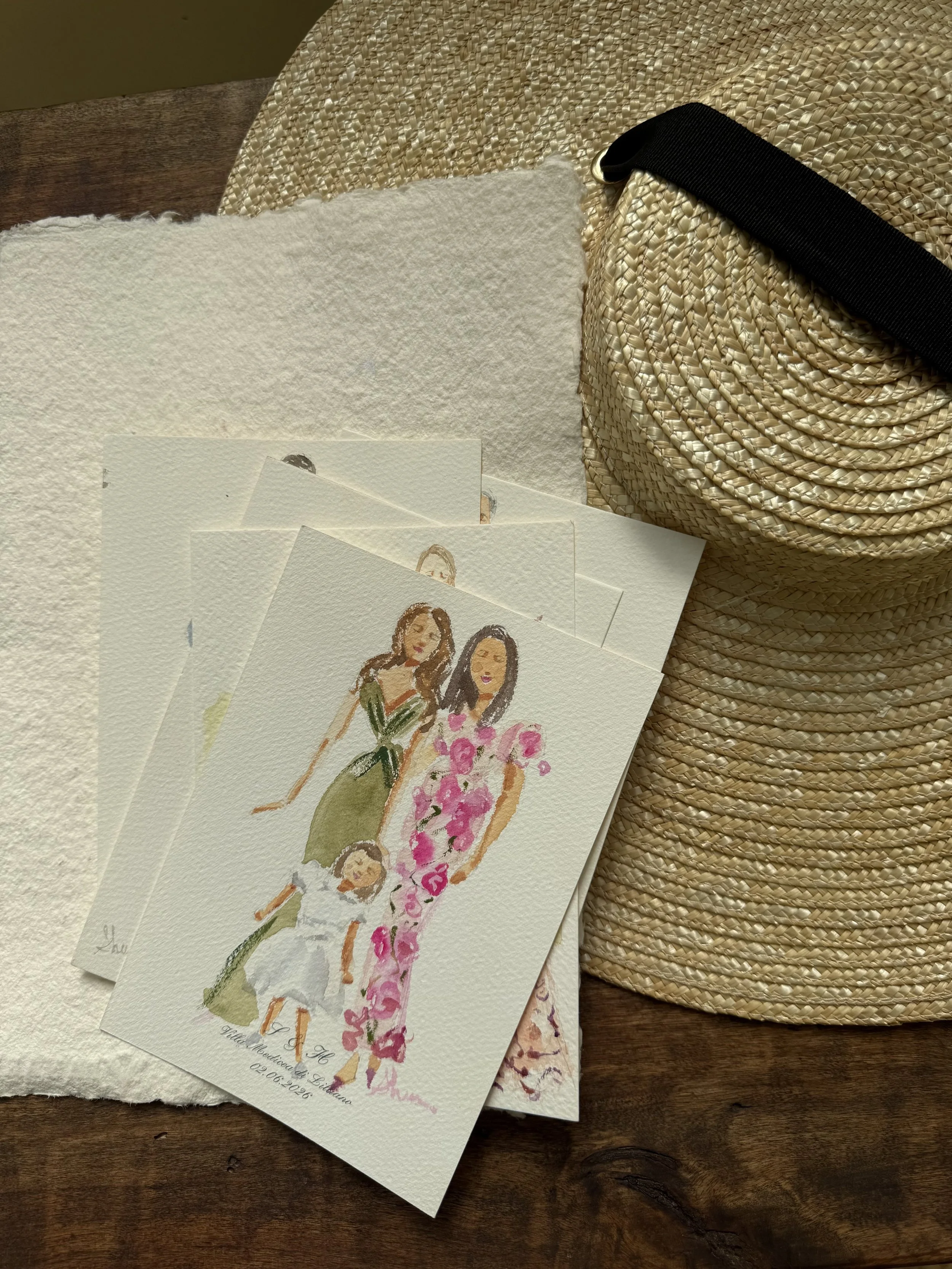 An italy live wedding portrait watercolor painting 
