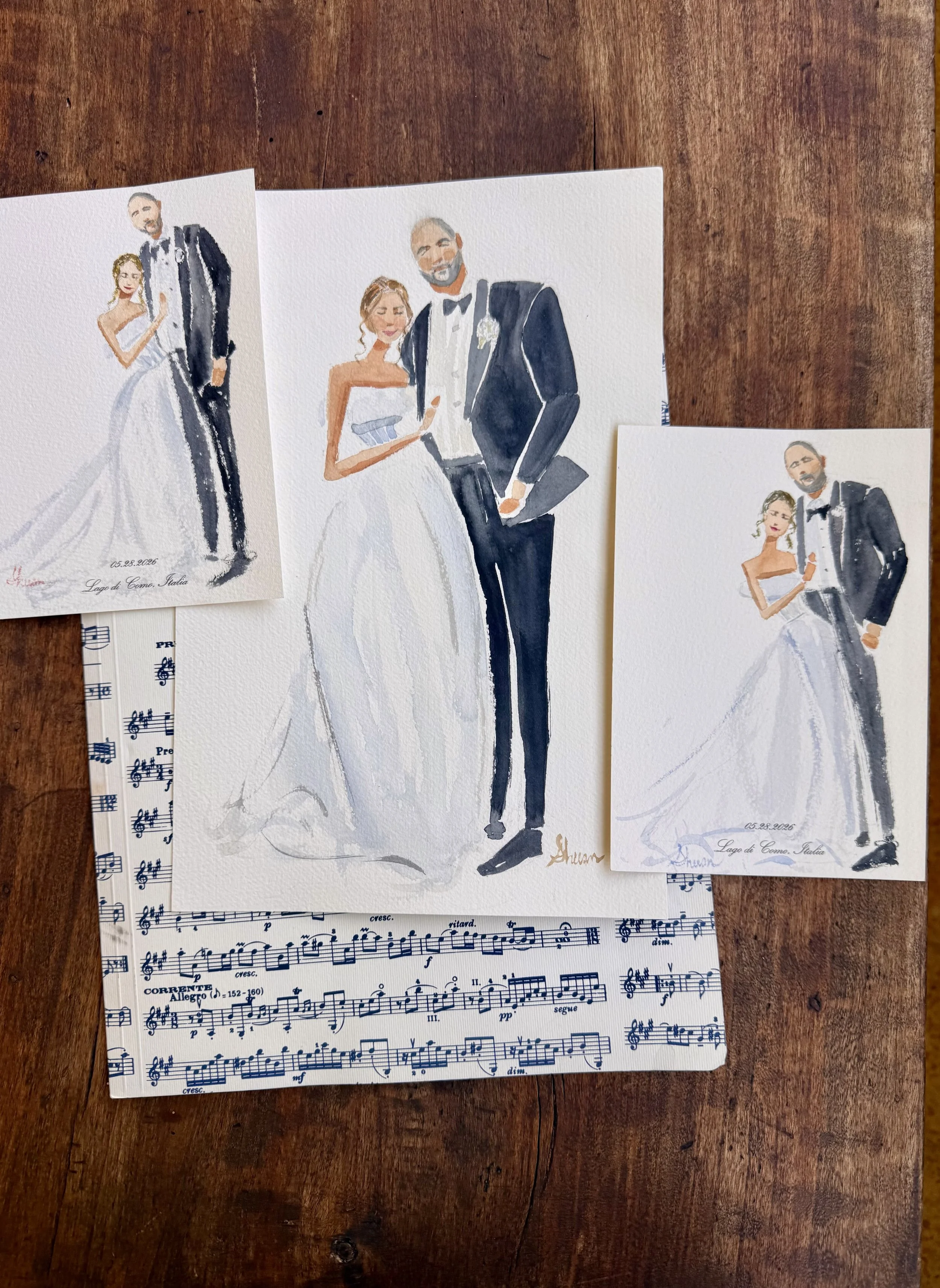 An italy live wedding portrait watercolor painting 