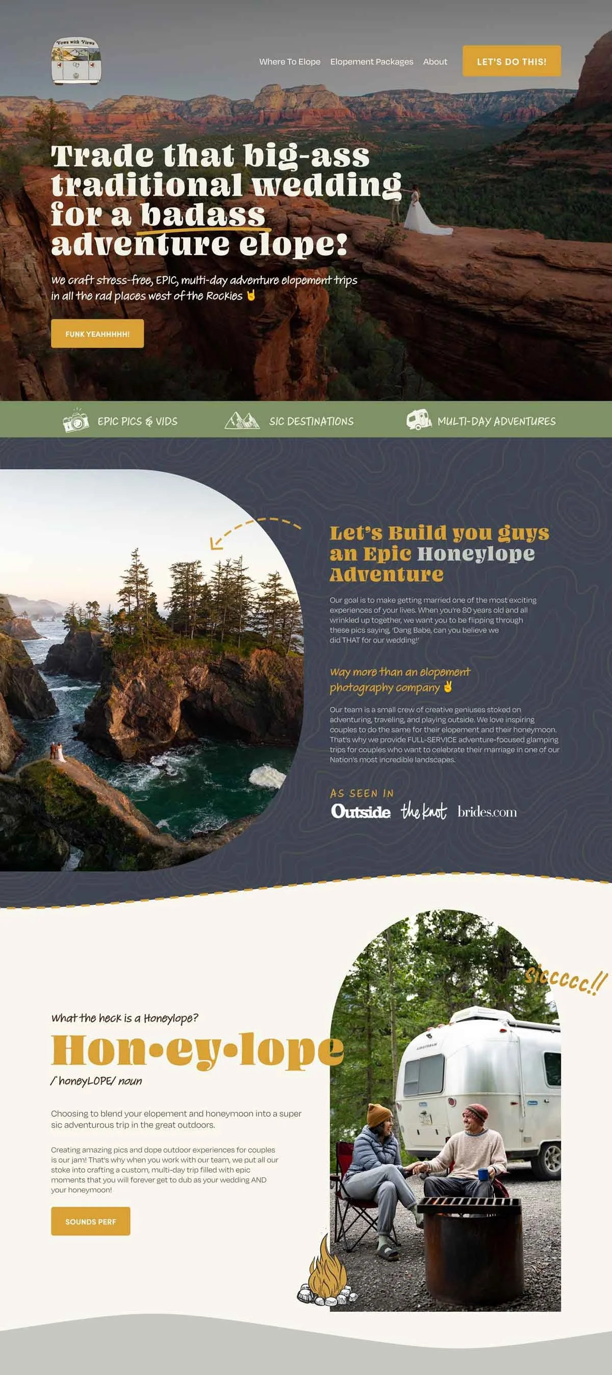 Vows with Views homepage design