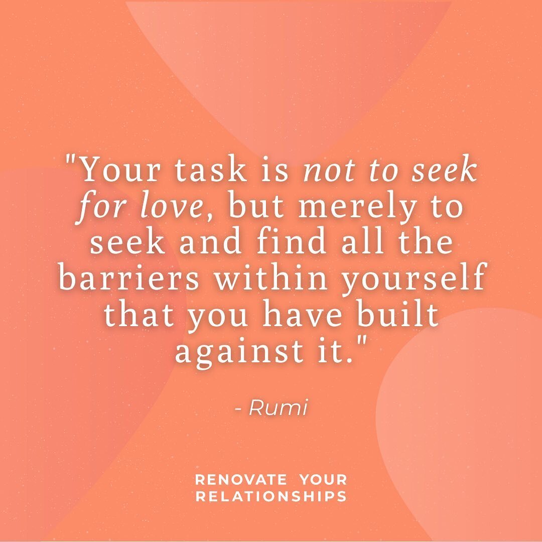 How is it that Rumi always seems to have the best quotes about life?!?❤️⁠⁠
⁠⁠
Attachment work in therapy is so effective in doing just what this quote states...helping you seek and find the barriers within yourself that may be keeping you from a lovi