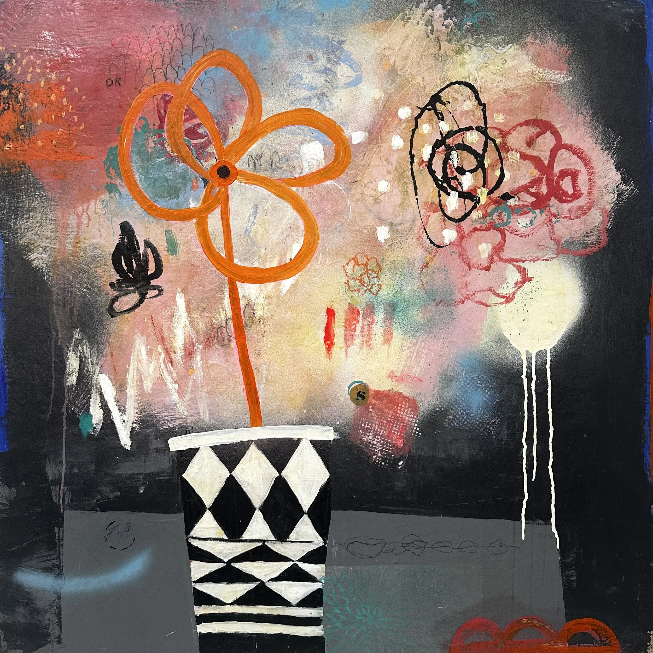 Gentle Giant, 48 x 48 Acrylic, spray paint on panel
