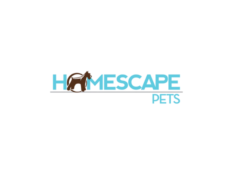 Logo for Homescape Pets with a stylized dog and cat above the text.