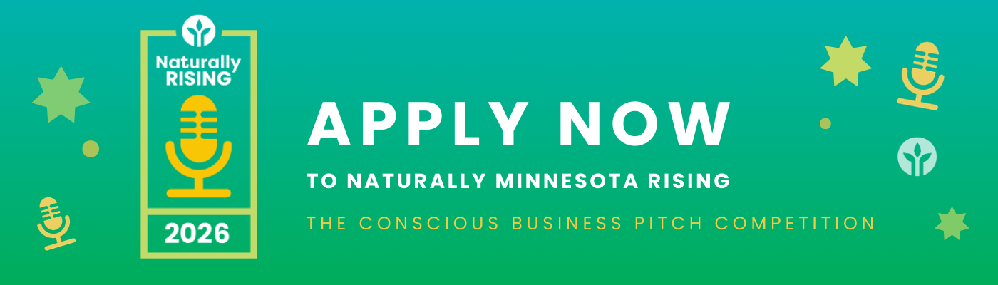 apply now naturally mn rising, light blue green background