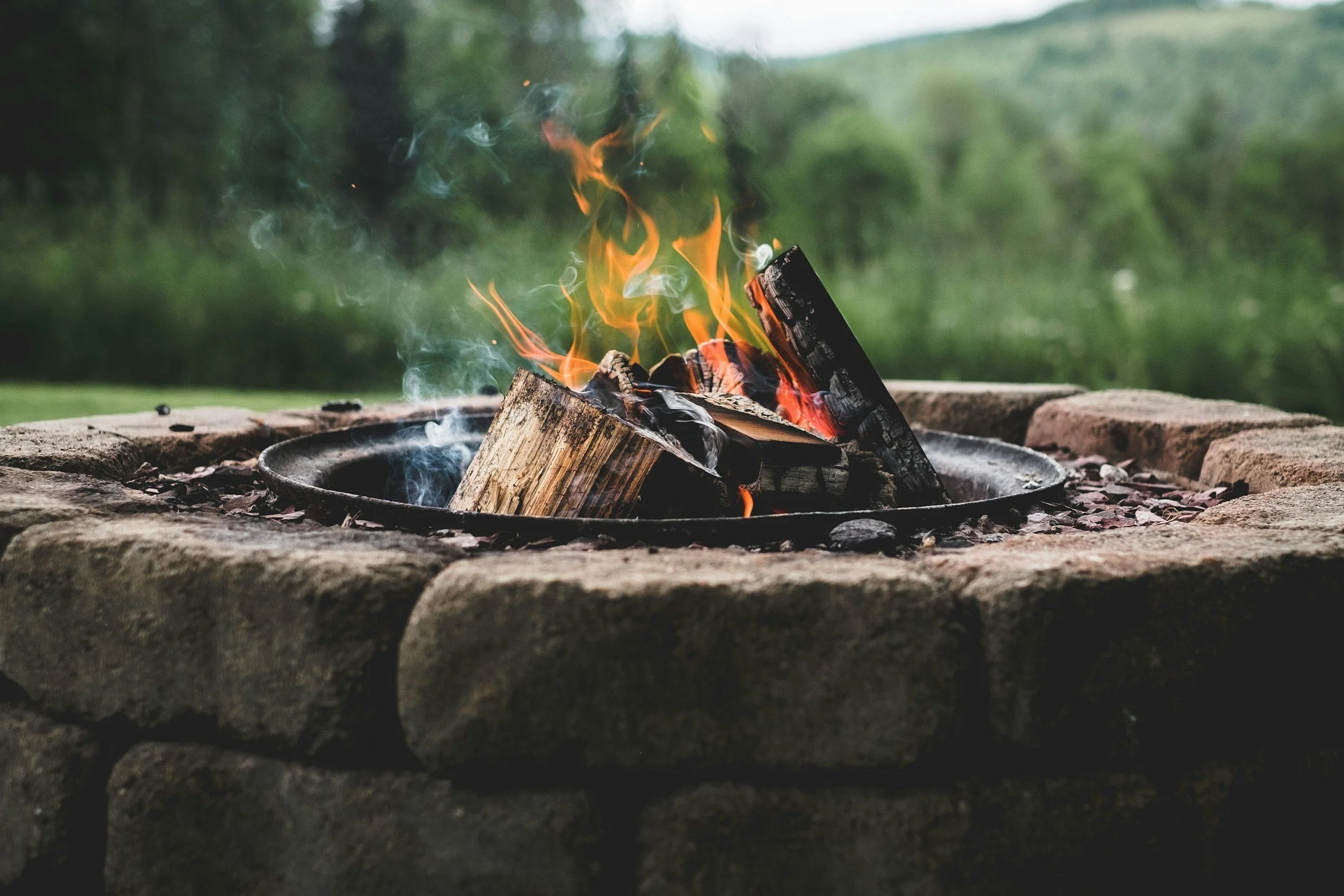 Campfire in the Vermont woods