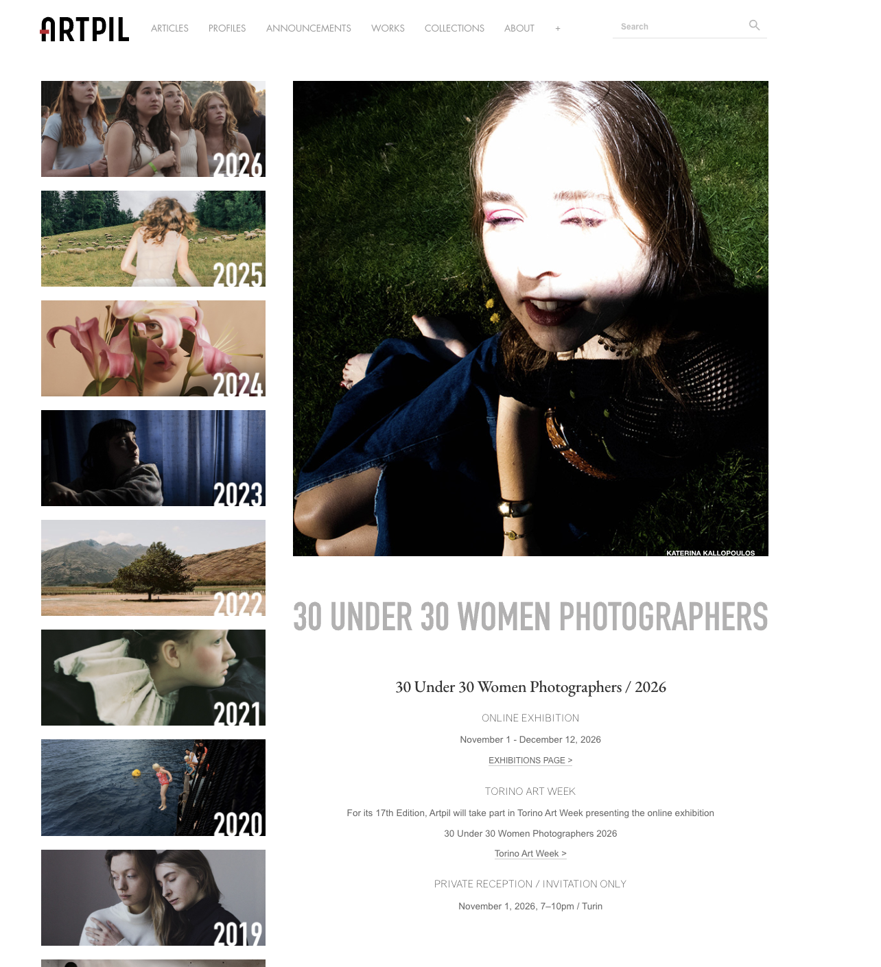 Artpil's 30 Under 30 Women Photographers of 2026.