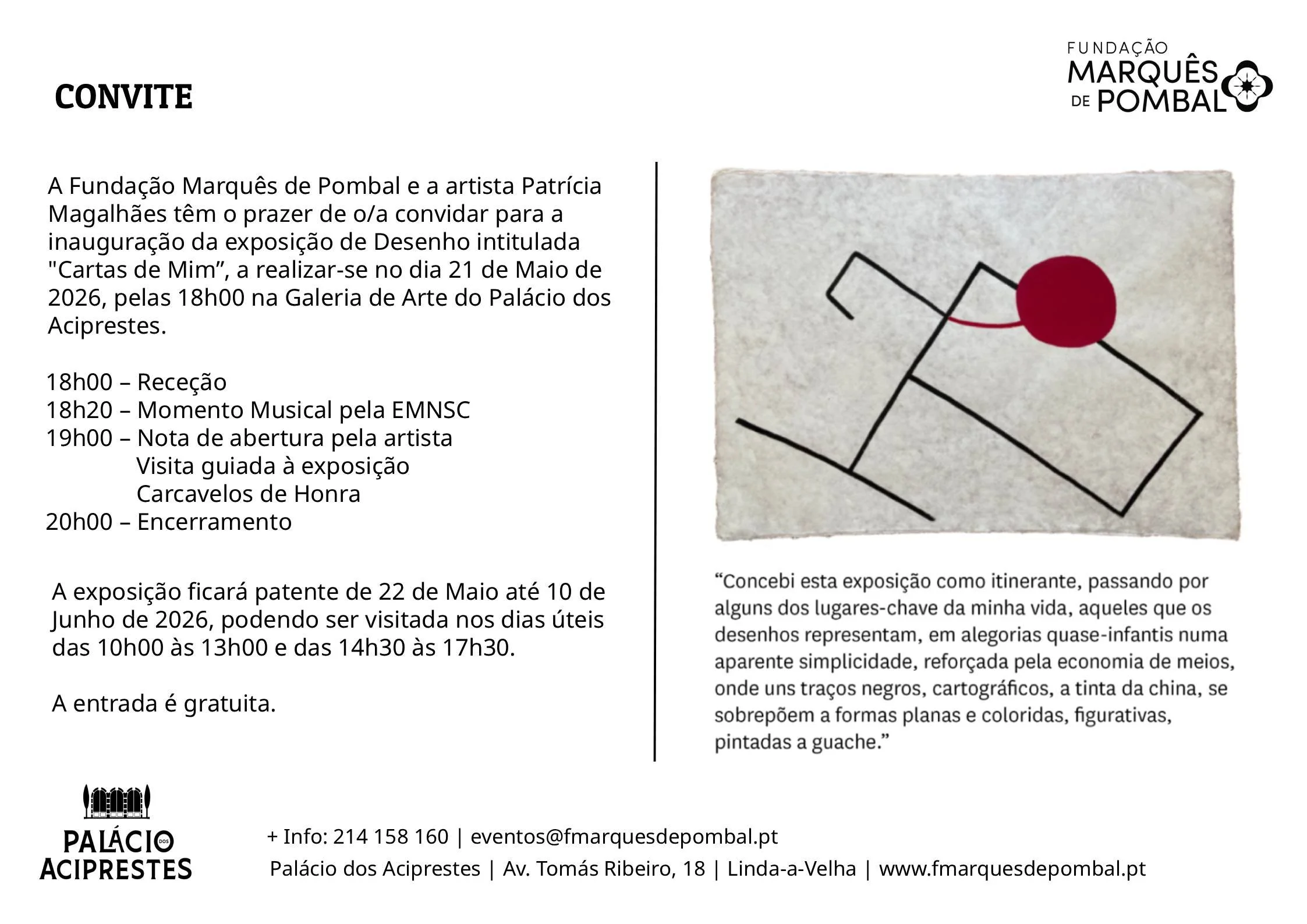 Convite | Exposição "Cartas de Mim" de Patrícia Magalhães
