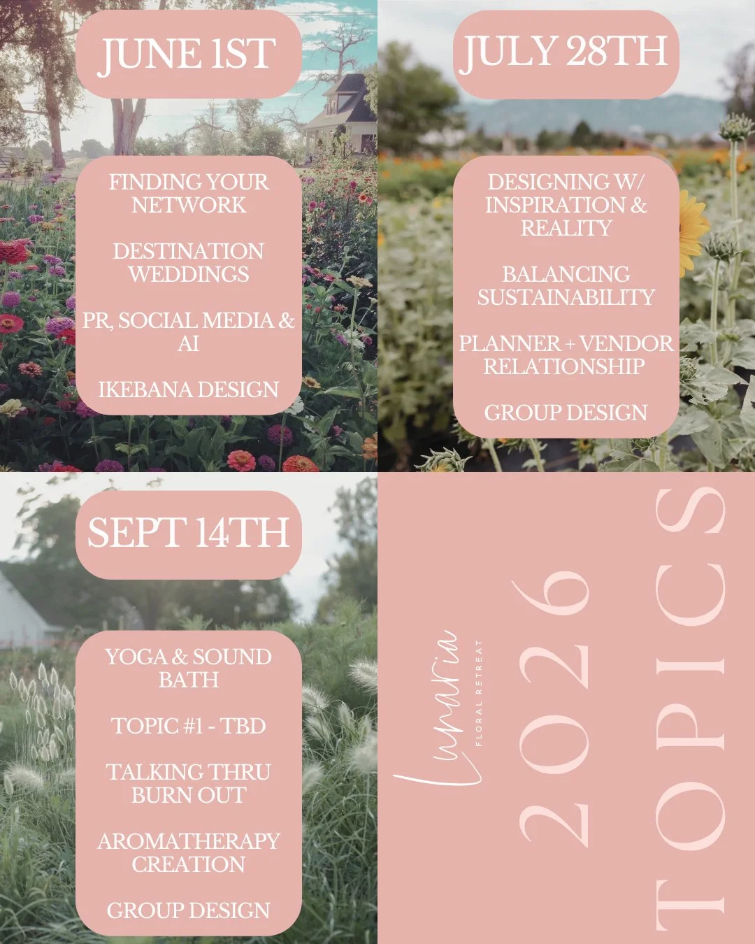 Are you curious what topics and discussions will be featured at our workshops this year? Here's a quick run down!

We keep the workshops intentionally small so we can really dig in together. Once seats are filled, that&rsquo;s it. Claim your spot now