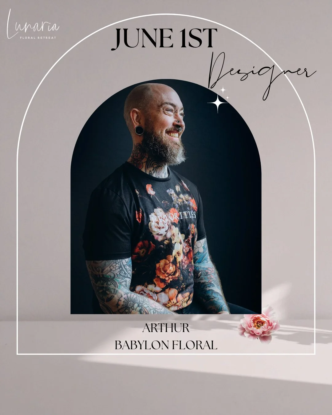 A little update for our June 1st Lunaria Workshop:

Sometimes flowers have plans of their own, and with a last-minute change, we&rsquo;ll be welcoming a new floral designer to lead our design session. 

Please welcome, Arthur with @babylonfloraldesig
