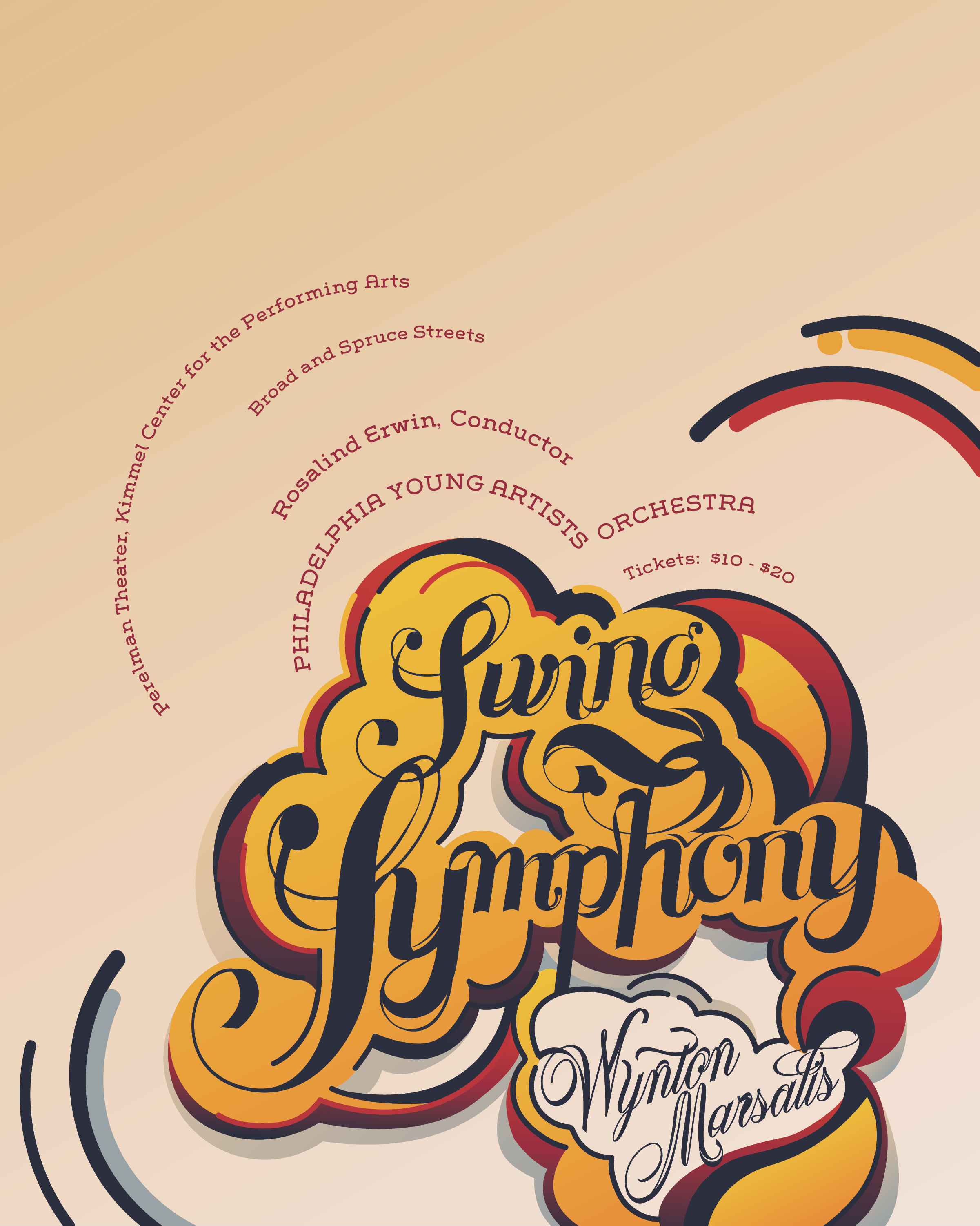 "Swing Symphony" poster for my experimental typography class