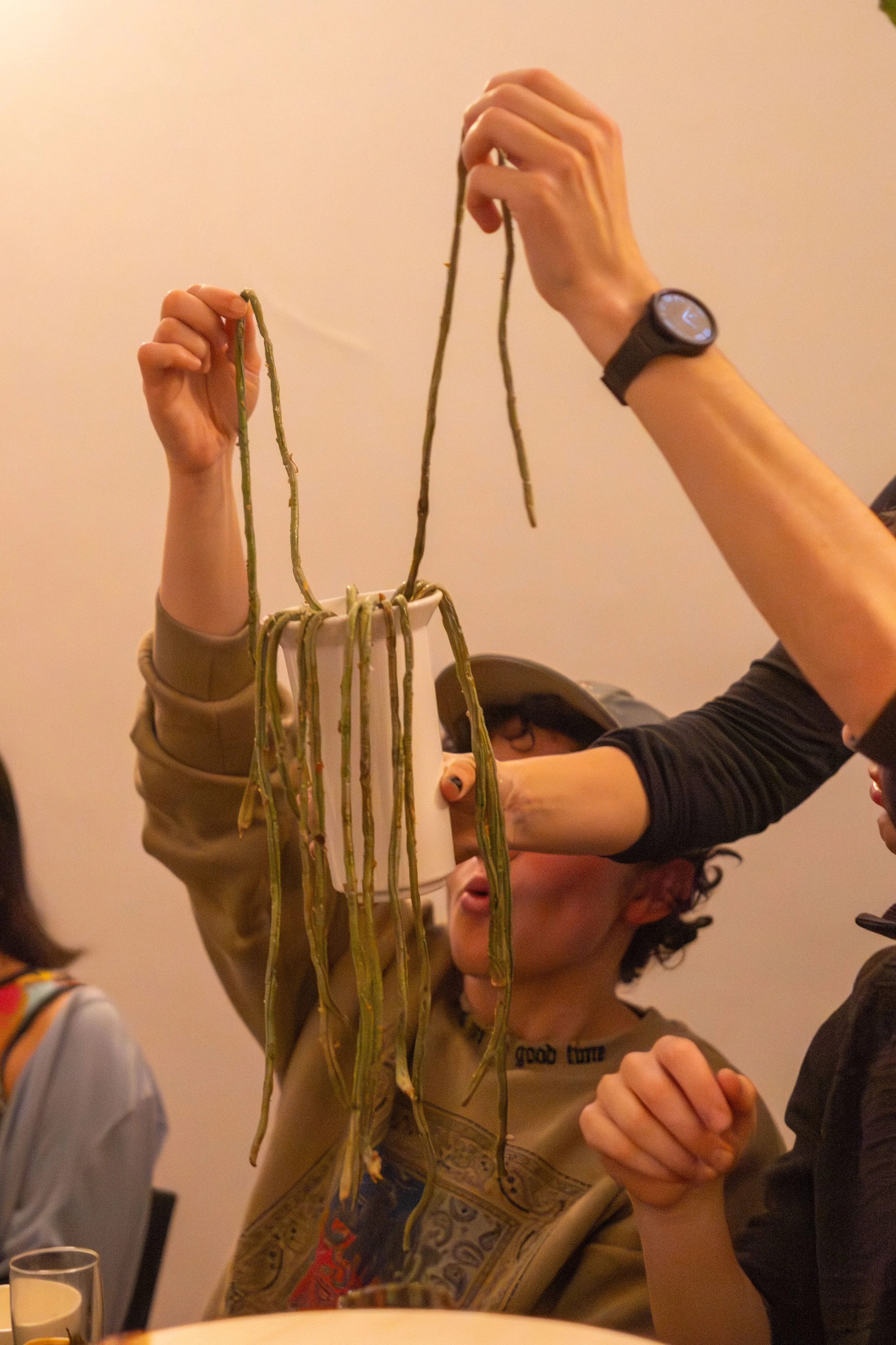 Between soup courses, a Chinese long bean interlude