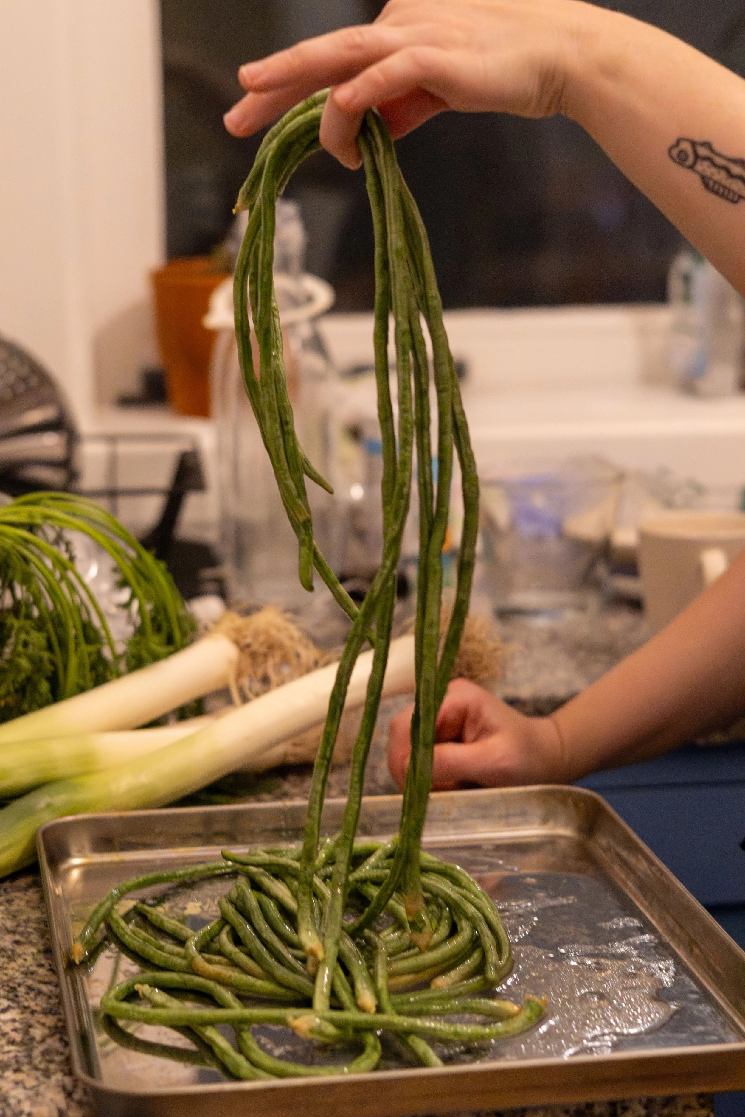 Preparing the long bean