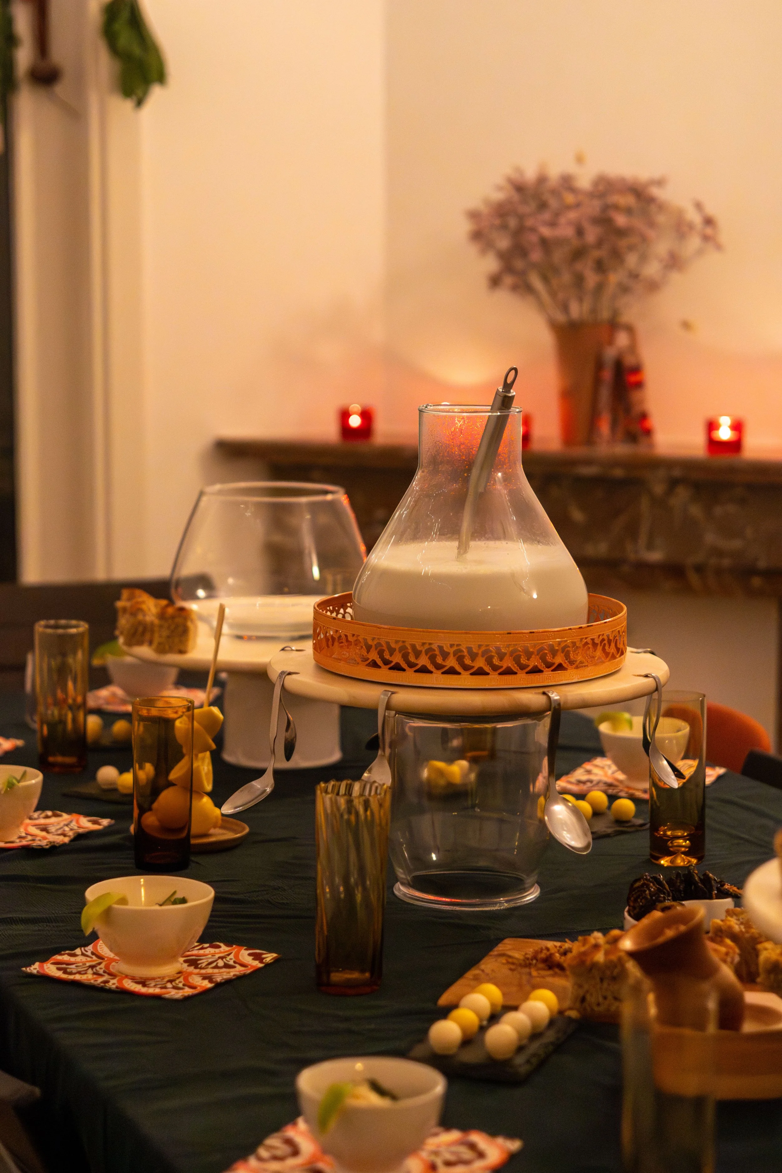 Soup topping were placed around the table