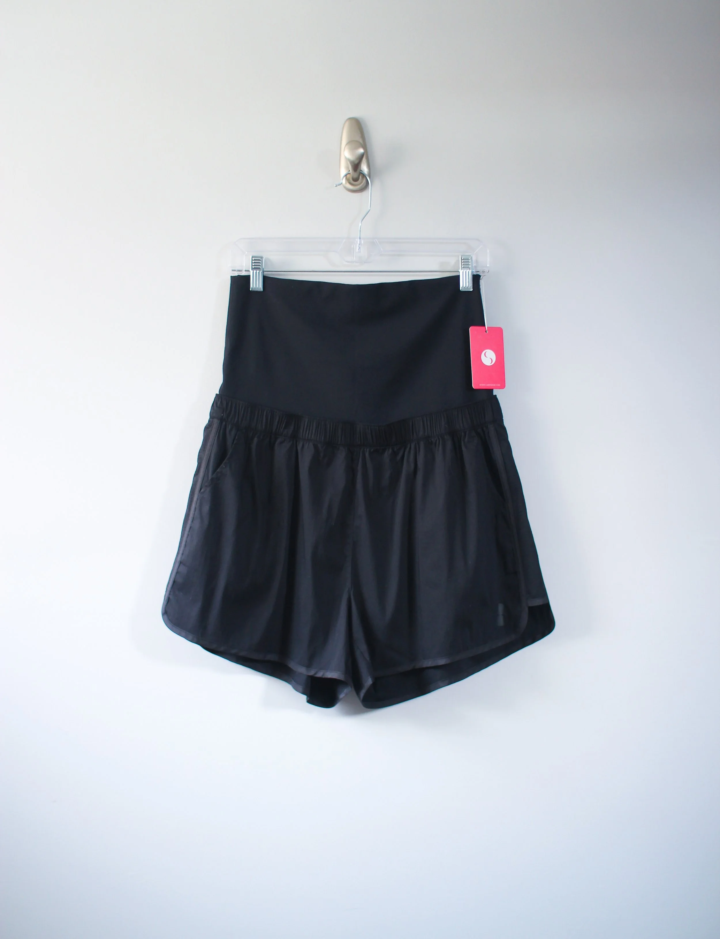 black athletic maternity shorts