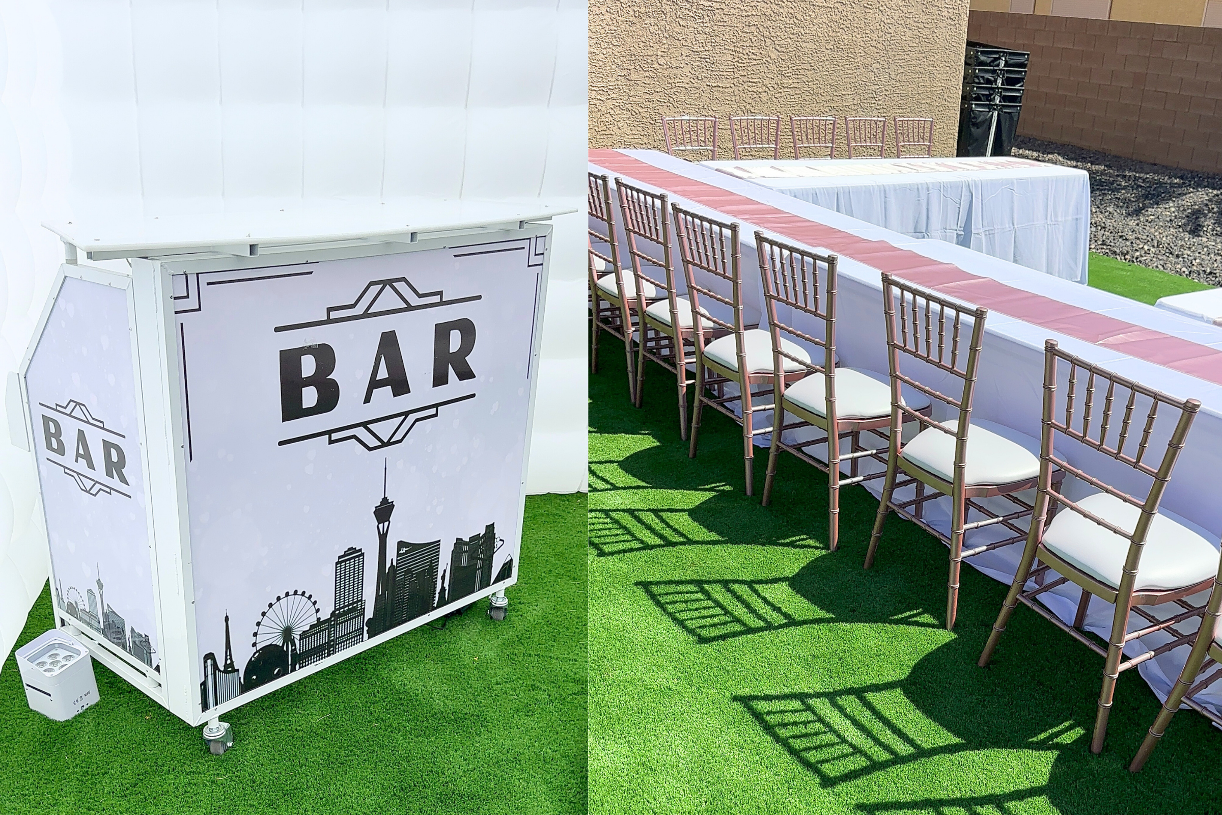 LED Bar Rentals and Rose Gold Chiavari Chair Rentals for Stylish Parties