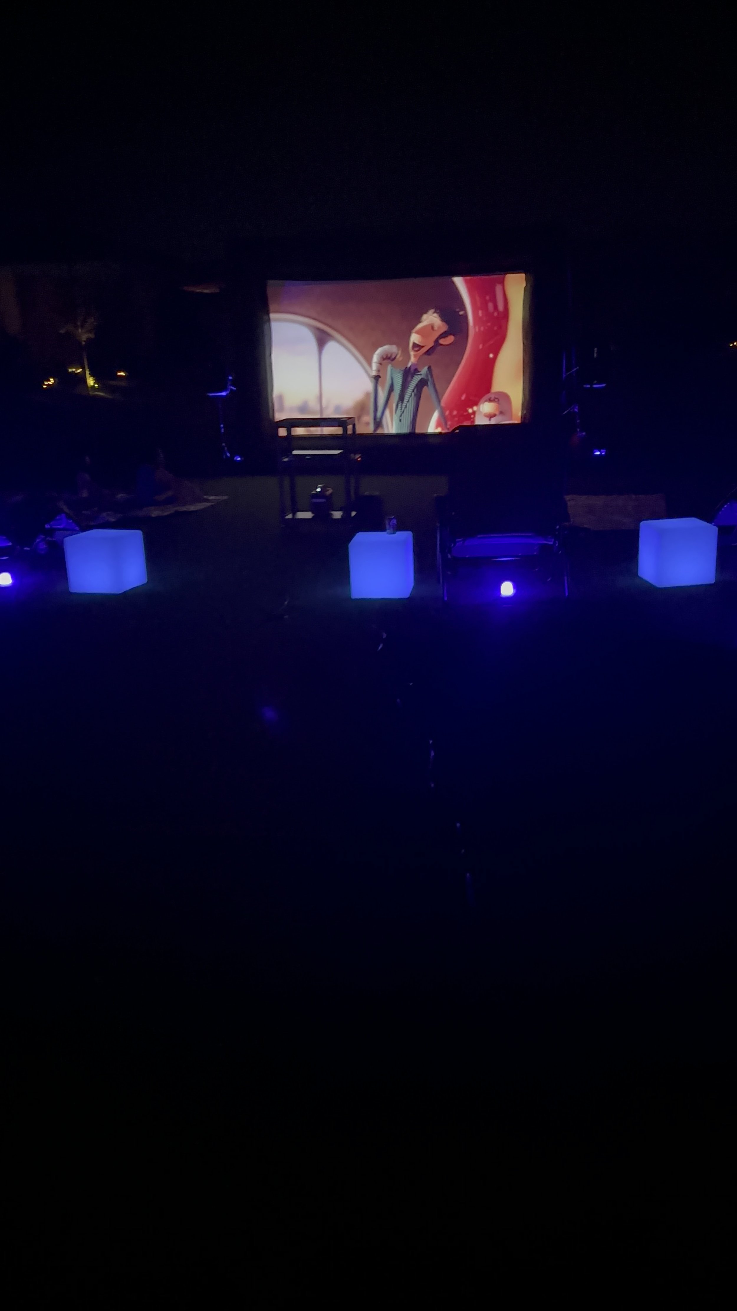 Giant inflatable movie screen by Posh Express Rentals. Top-tier Las Vegas event rentals and party rentals for outdoor movie theatre rentals under the desert stars.