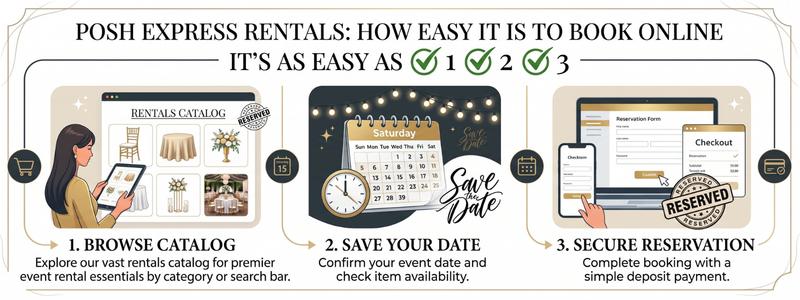 Easy Online Booking Las Vegas Party Rentals | Simple 1-2-3 Event & Wedding Rental Reservations